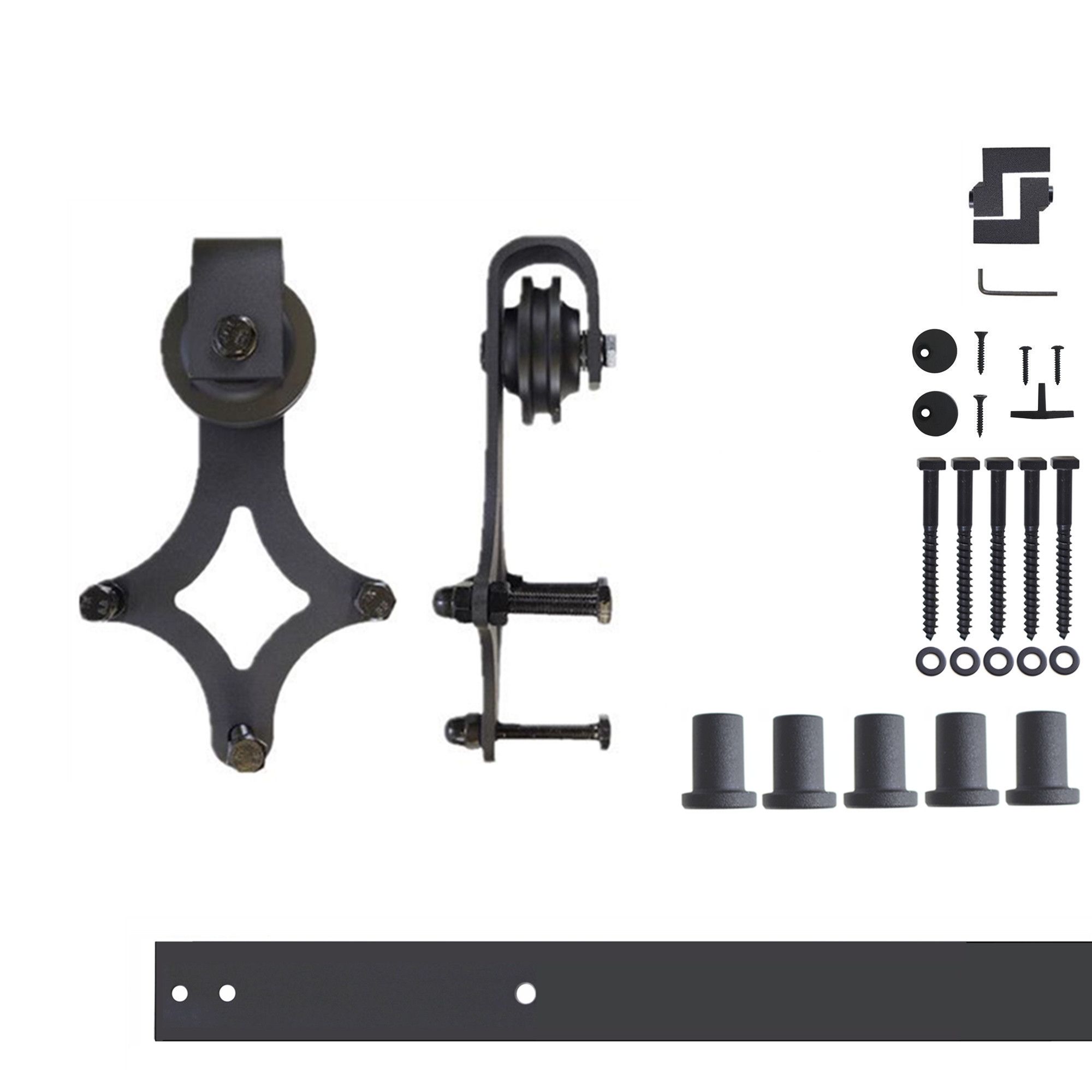 HOMACER 84-in Rustic Black Indoor Top Mount Single Barn Door Hardware Kit DZ1TGH084C Sansujyuku sansujyuku.com