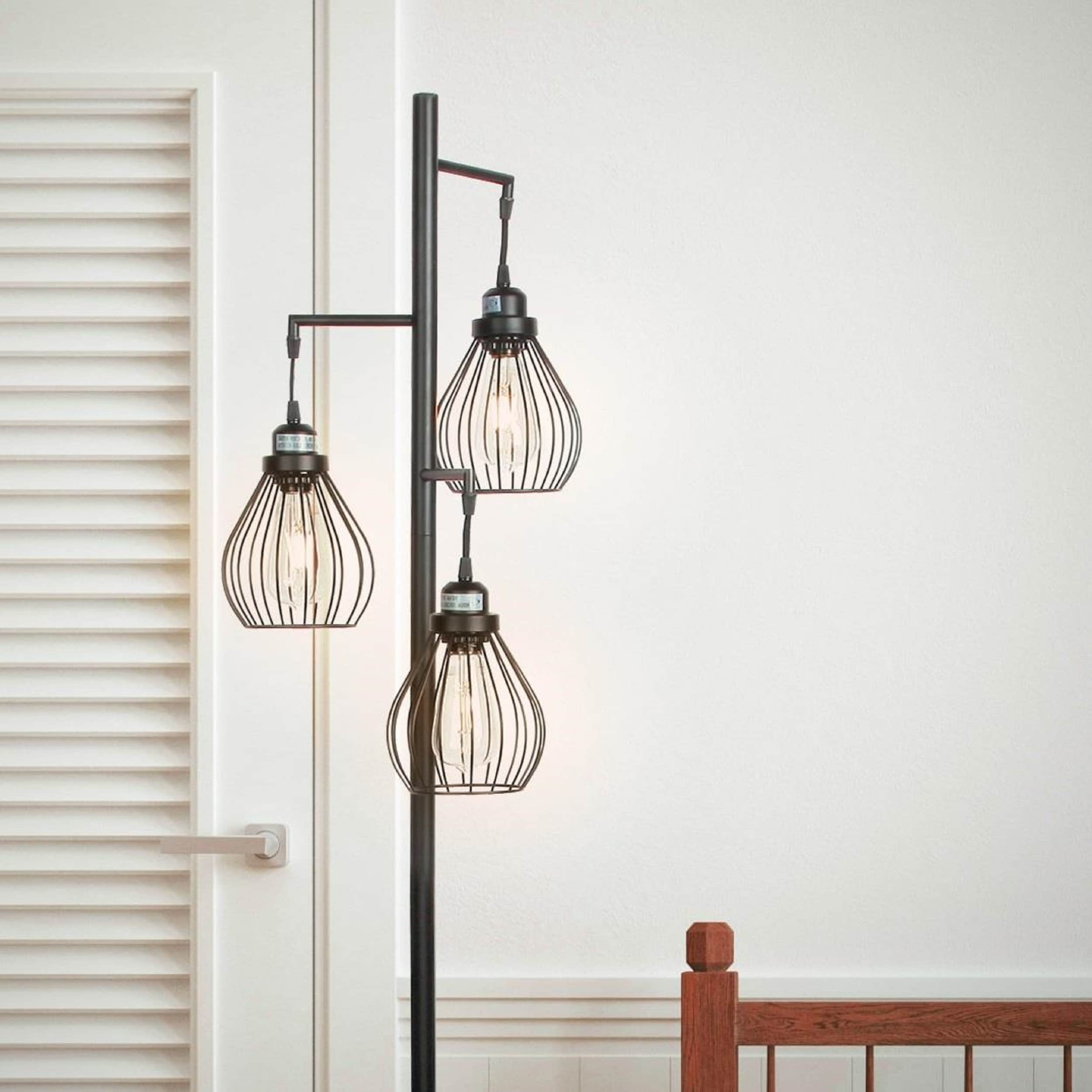 Edison Inspired Multi-Head 68" Black LED Floor Lamp