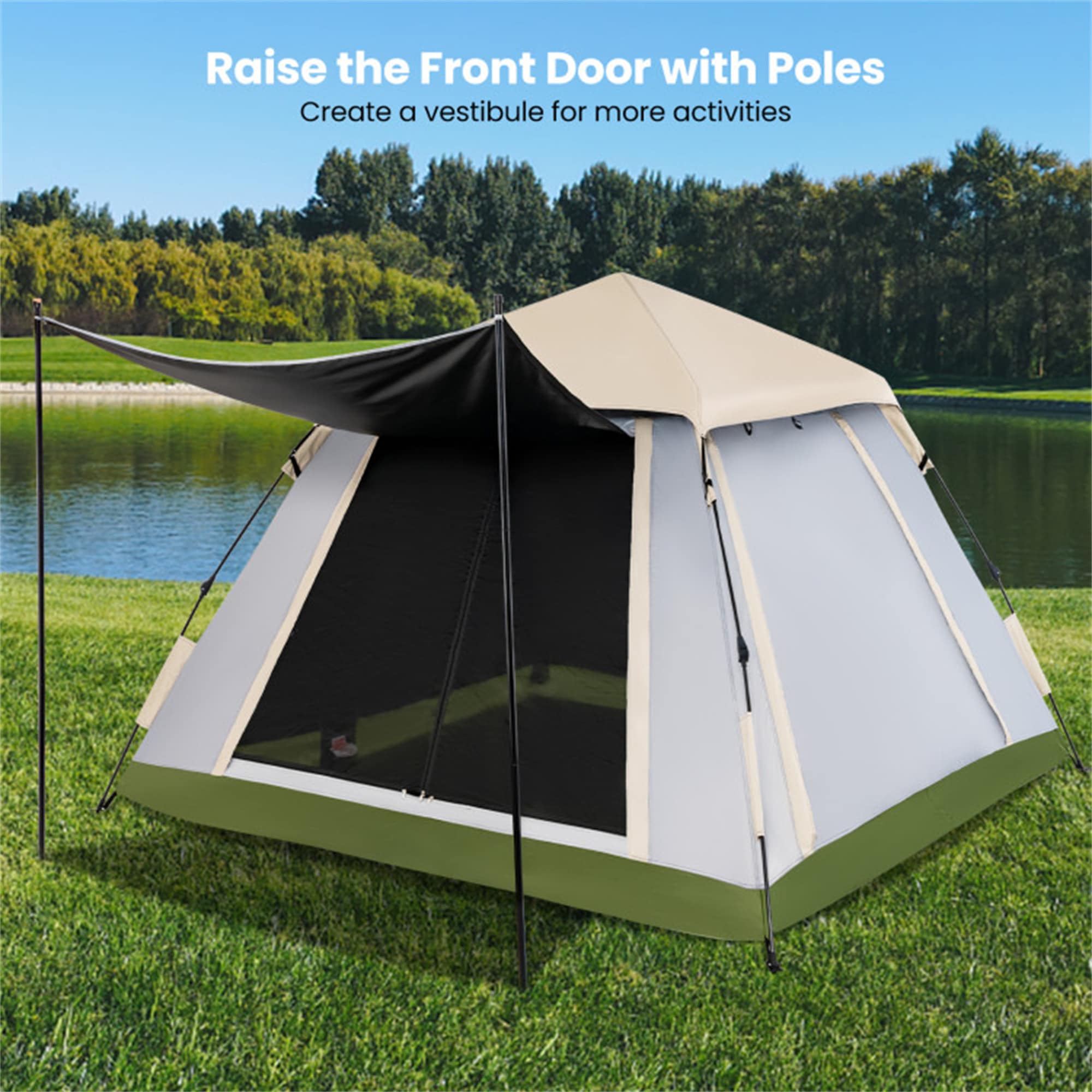 BABOOM BOM-NP11365-CO 7.7-ft x 7.7-ft Square Beige + Green + Grey Pop-up canopy