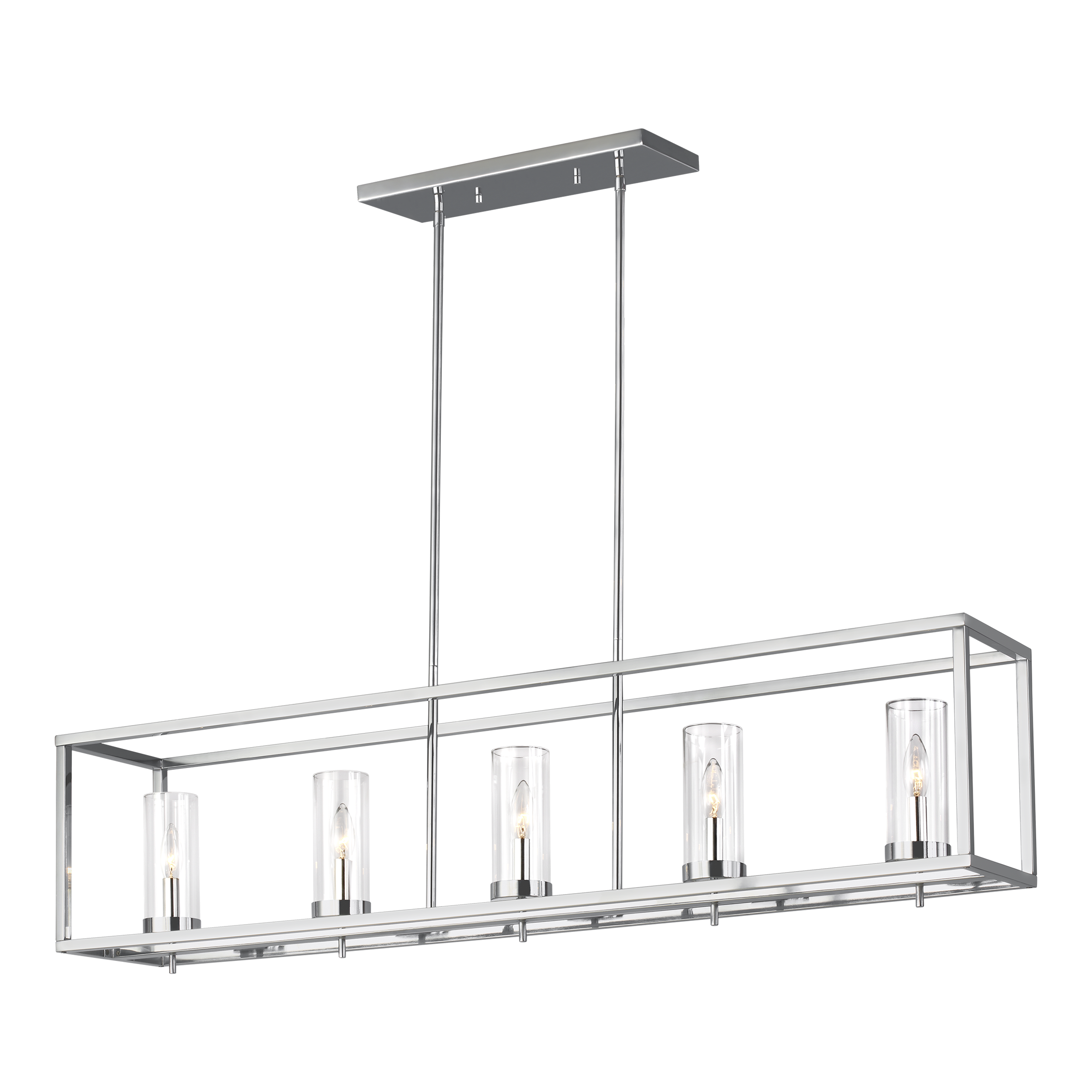 Zire Five-Light Chrome Island Pendant with Clear Glass Shades