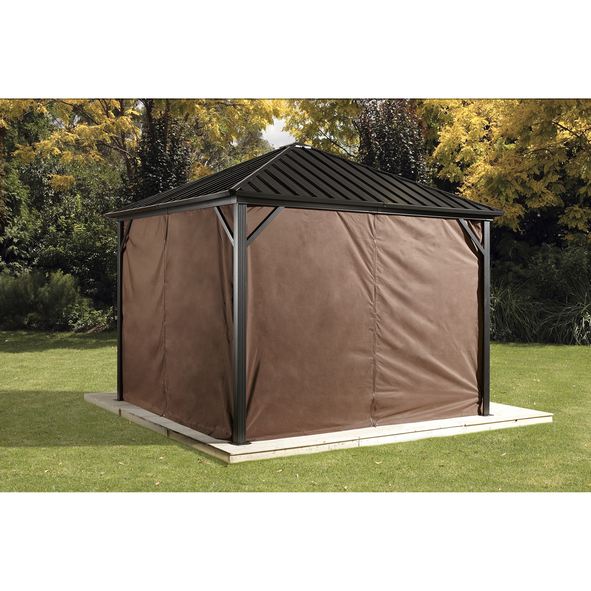 Sojag 135-9163872 11.25-ft x 9.08-ft Dakota Brown Gazebo curtains