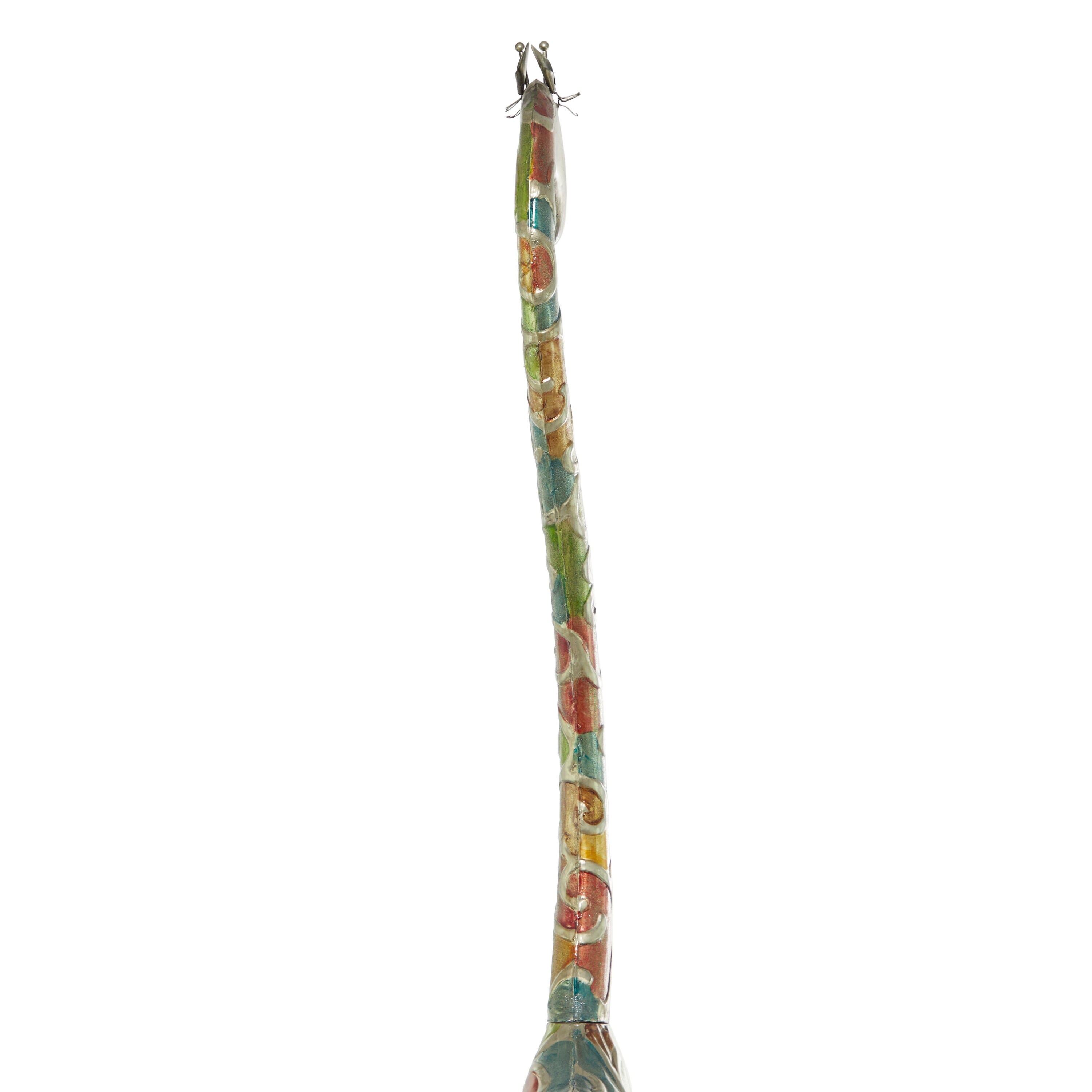 Extra Large Multicolor Metal Giraffe Sculpture with Embossed Detailing