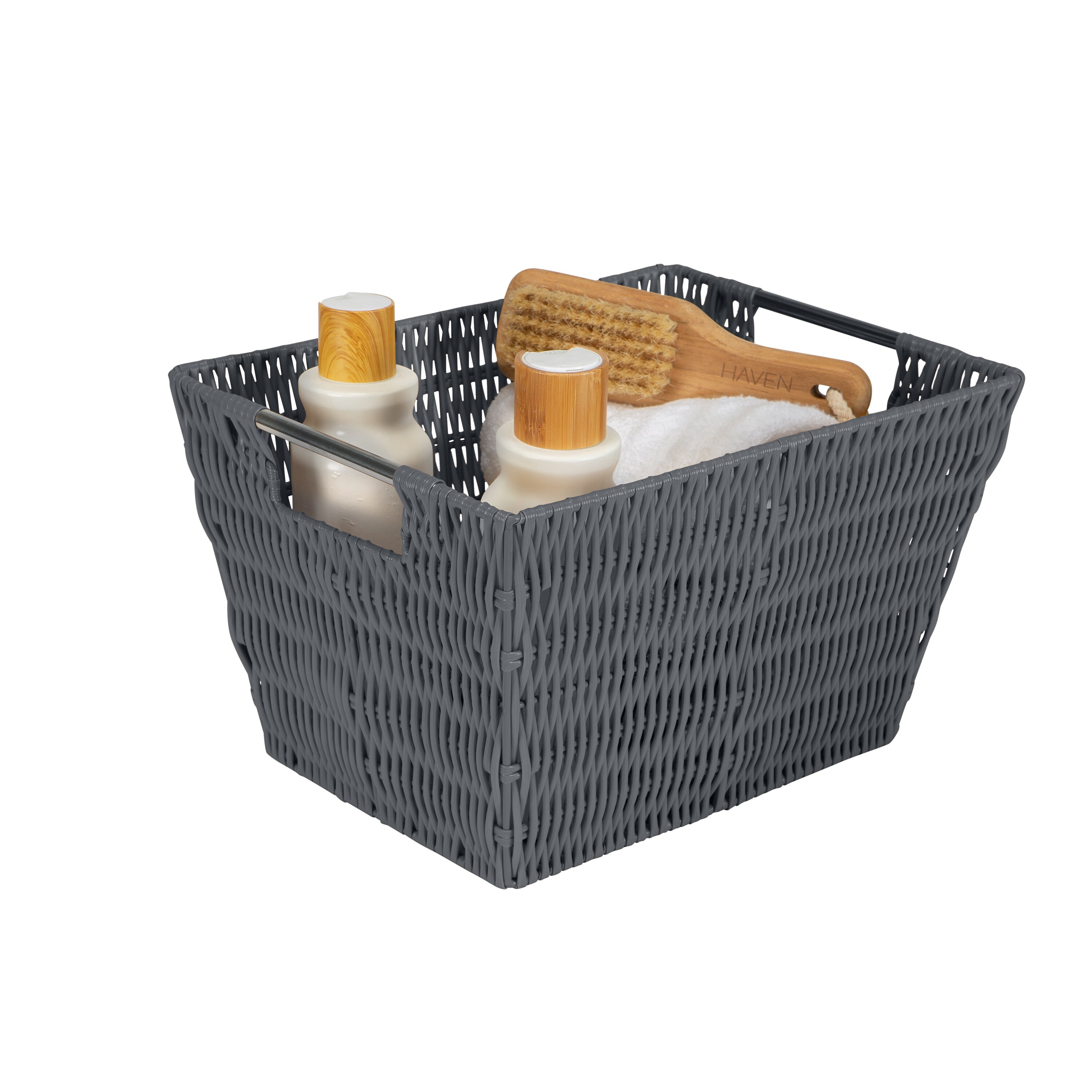 Simplify 10-in W x 8-in H x 12-in D Gray Plastic; Metal Basket at Lowes.com