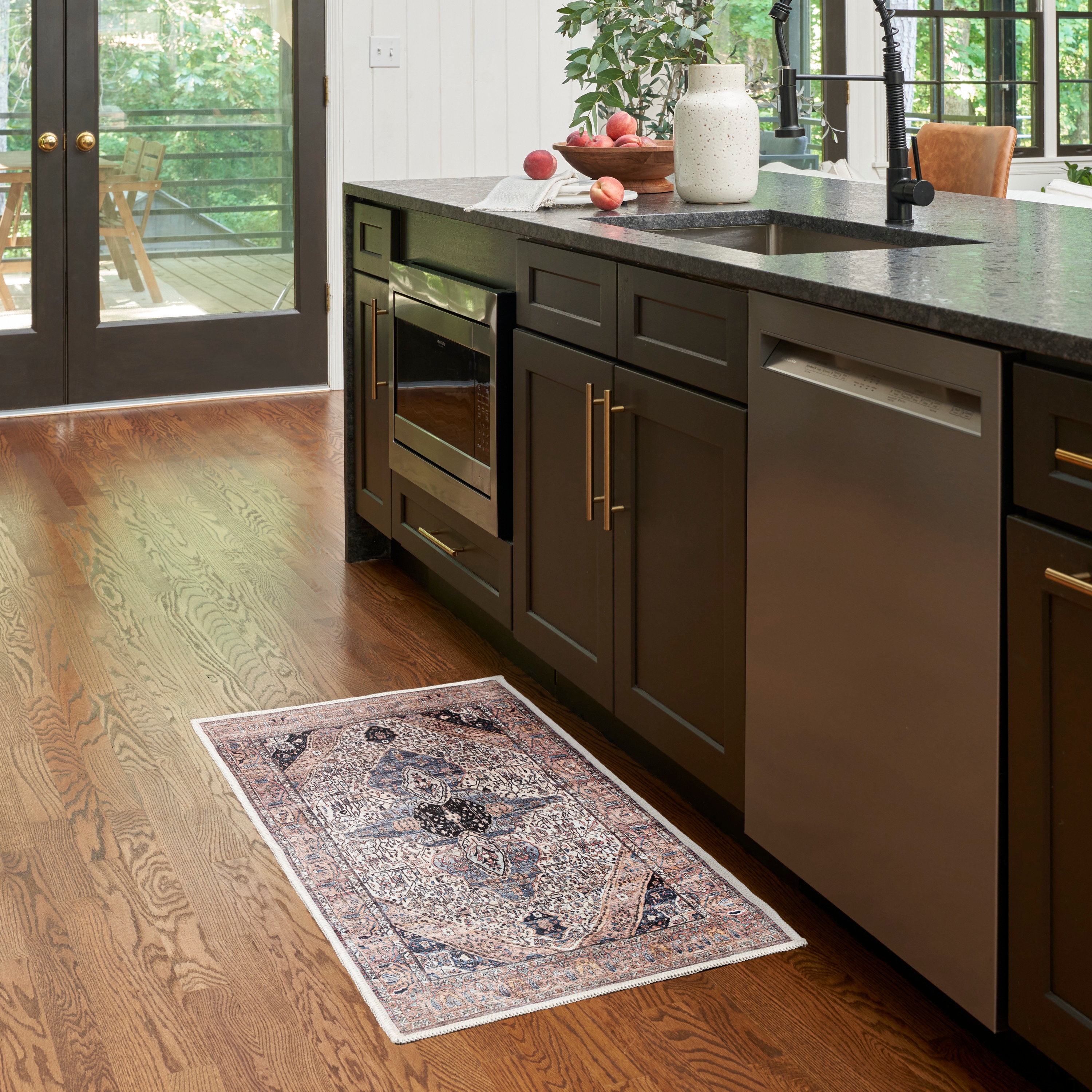 Nourison 099446117274 Brilliance Machine Washable 2 x 4 (ft) Loomed Polyester Ivory Blue Rectangular Indoor Medallion Machine washable Area rug