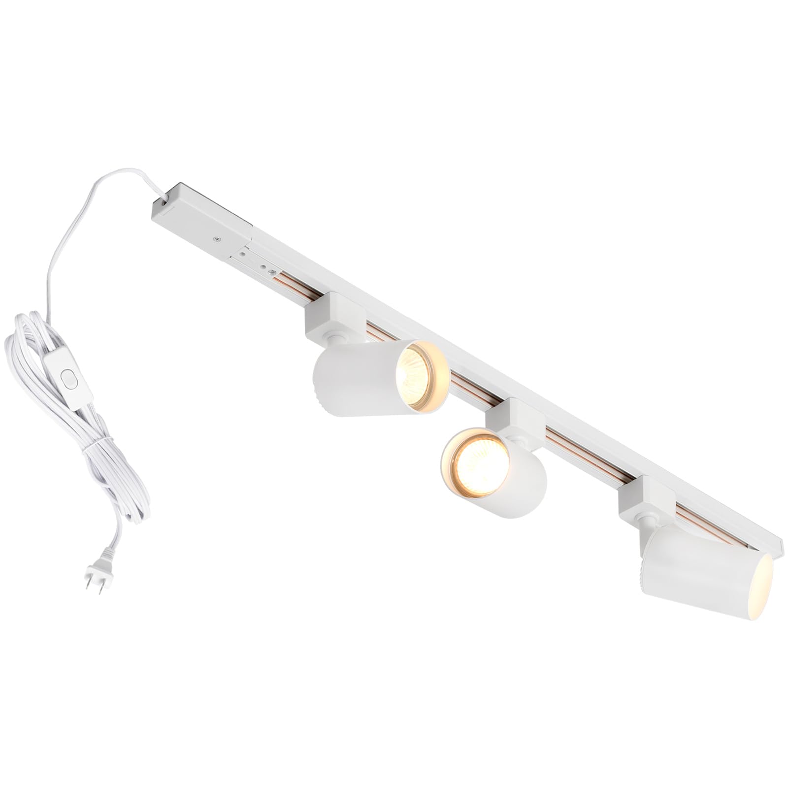 IUEST  Plug in Track Lighting Kit with Three Adjustable GU10 Heads and Thirteen Foot Power Cord White for Kitchen Ceiling Wall Lighting