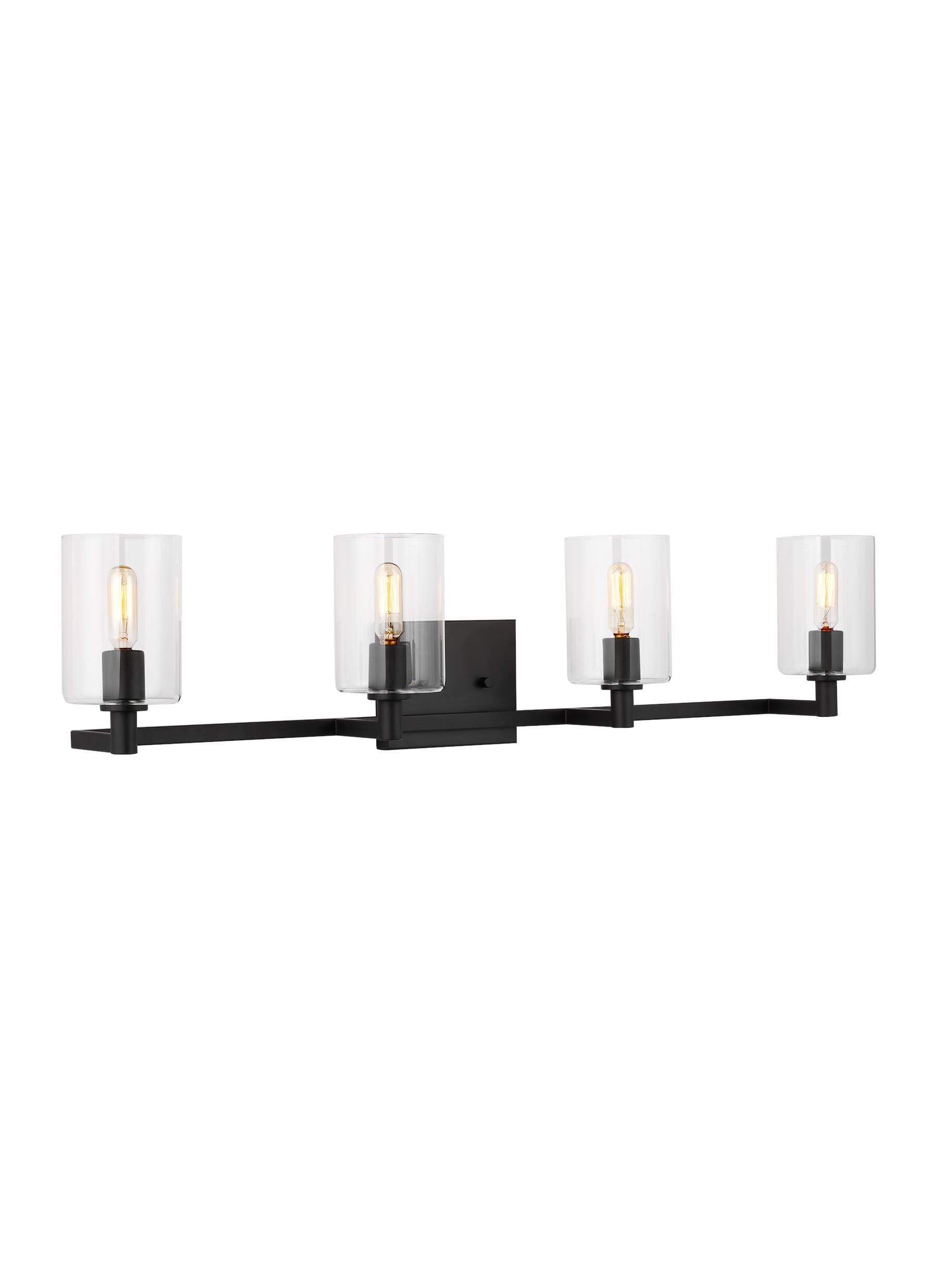 Fullton Midnight Black 4-Light Clear Glass Cylinder Vanity Light