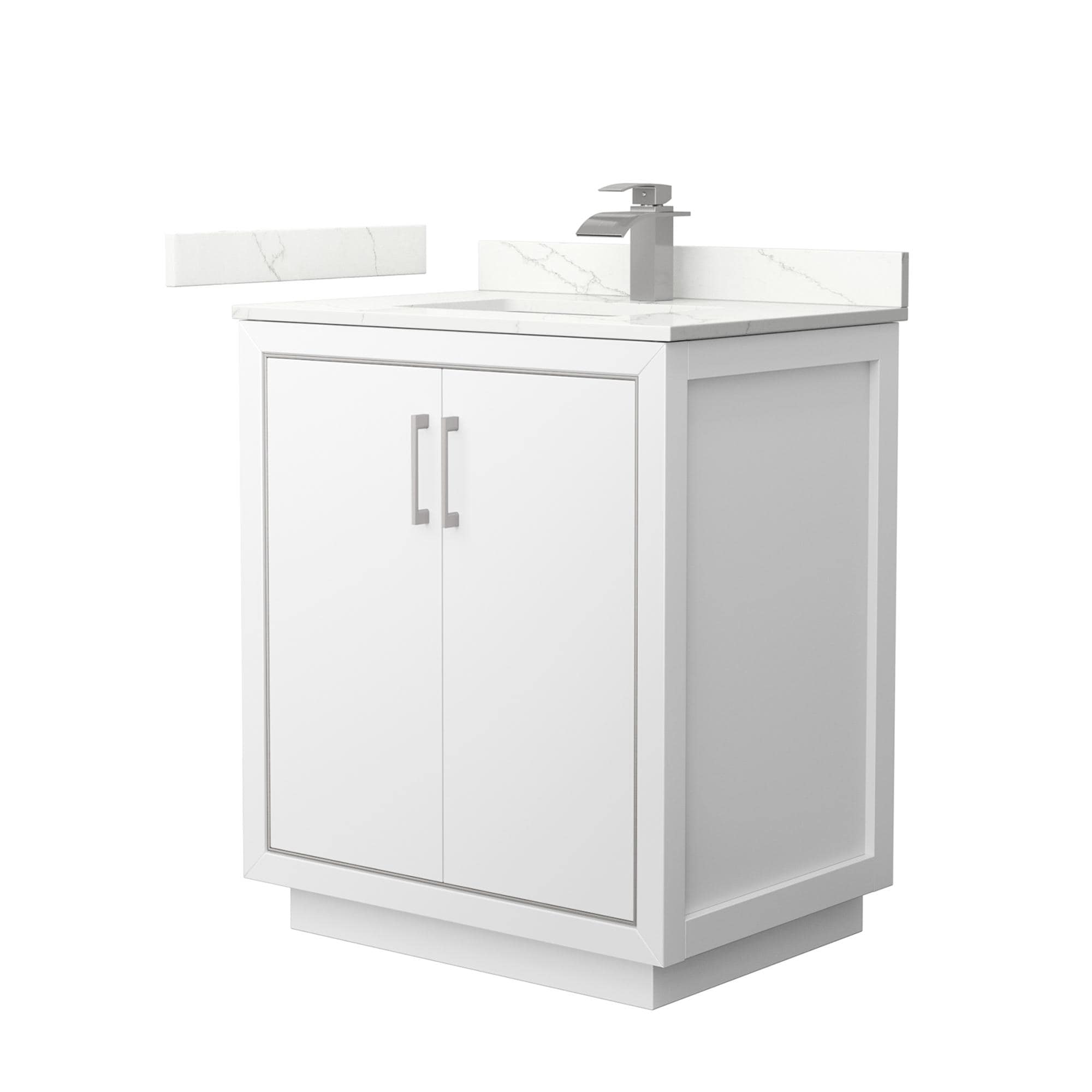 Wyndham Collection WCF111130SWHGTUNSMXX Icon 30-in White Undermount Single Sink Bathroom Vanity with Giotto Quartz Top