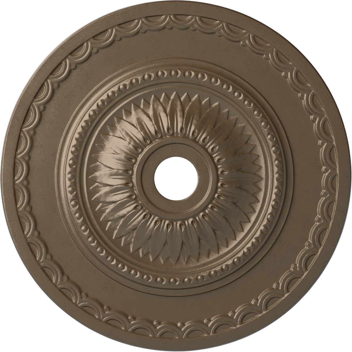 Ekena Millwork CM29SFWSS Sunflower 29.5-in W x 29.5-in L Painted Warm Silver Polyurethane Whole Ceiling Medallion