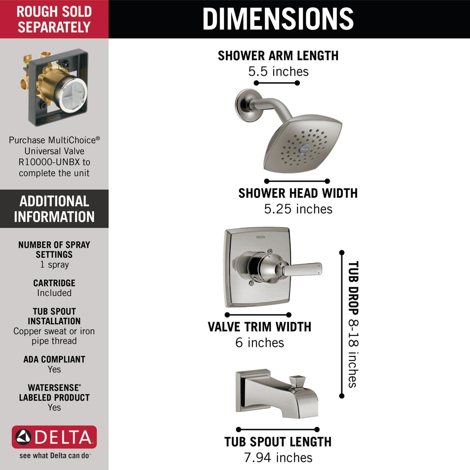 Delta T14464-SS Tub-Shower-Faucets - View #3