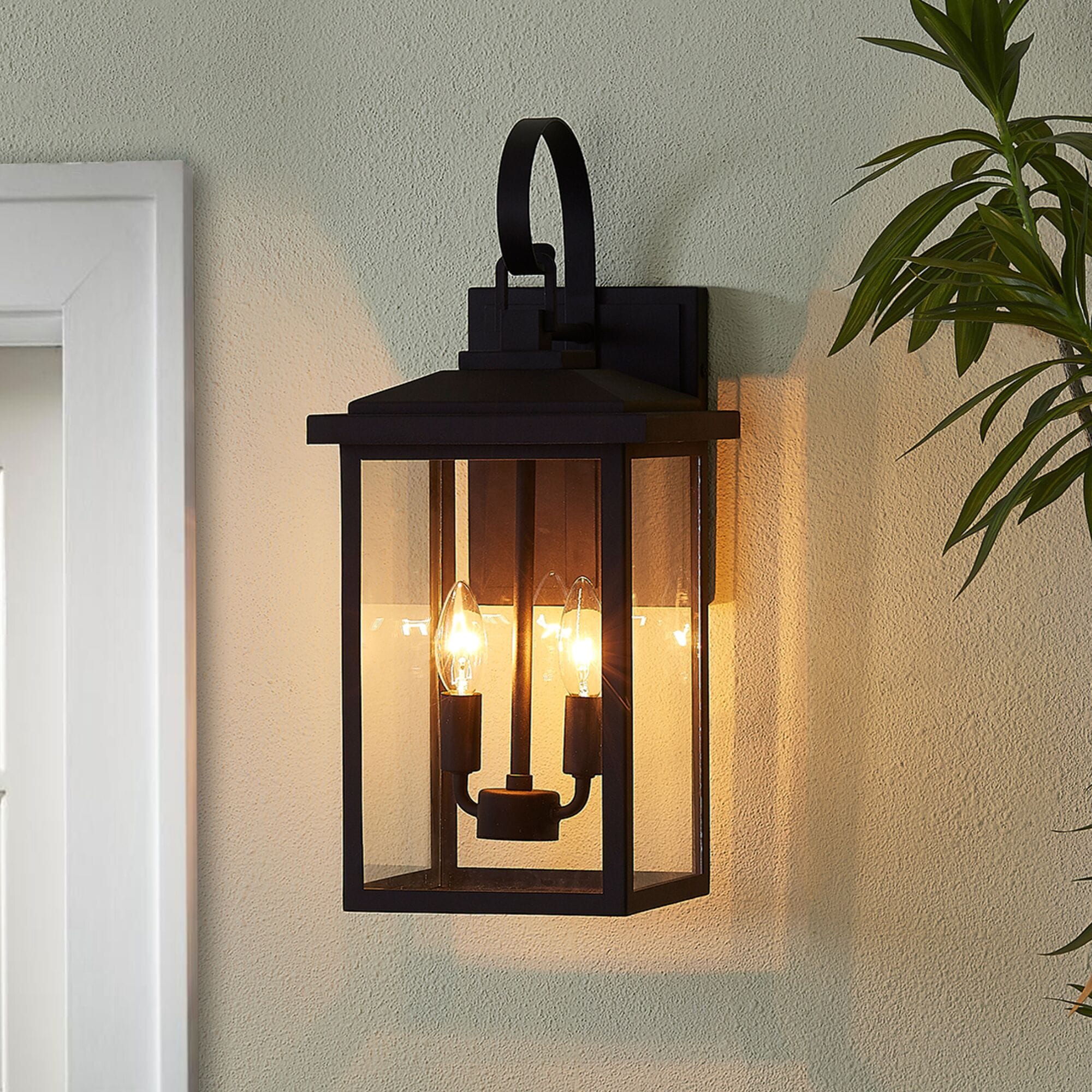 KAWOTI 21178 Mollor 2 -Light 20-in H Matte Black Hardwired Outdoor Wall Light