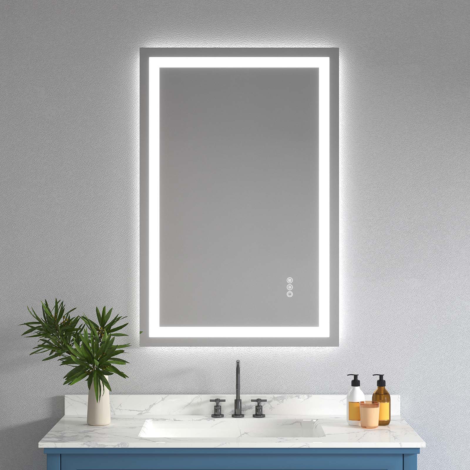 24 in x 36 in LED Bathroom Mirror with Lights Dimmable Anti-Fog Backlit and Front Lit Smart Bathroom Vanity Mirror for Wall