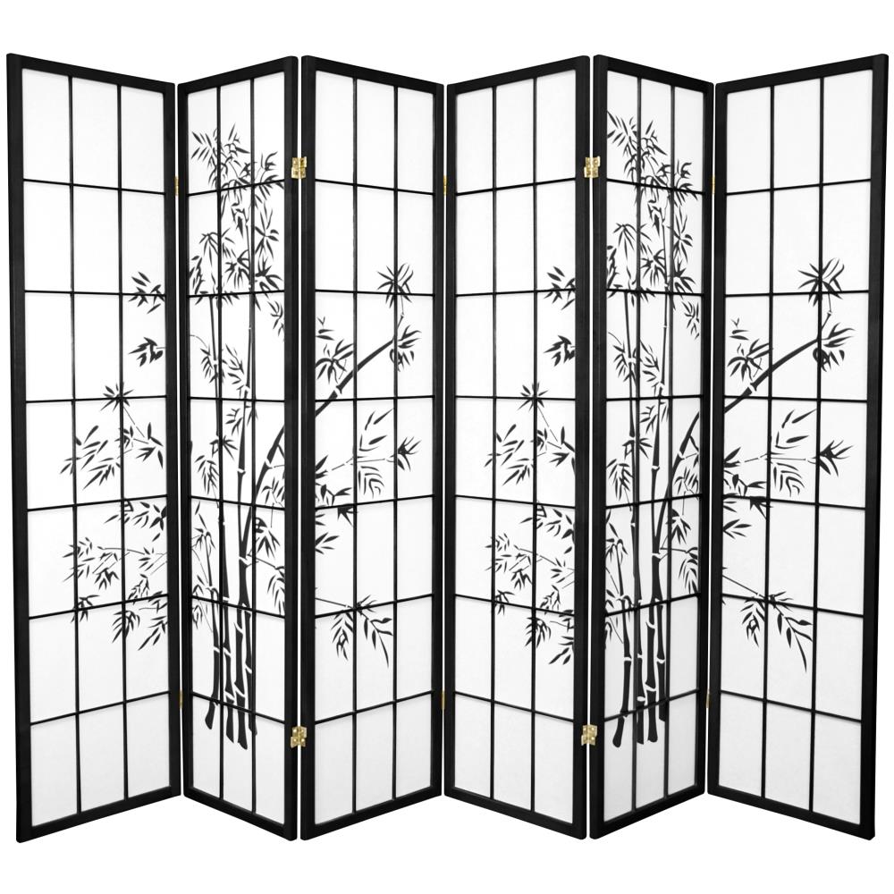 Red Lantern 6-Panel Black Wood Folding Shoji Style Room Divider at ...