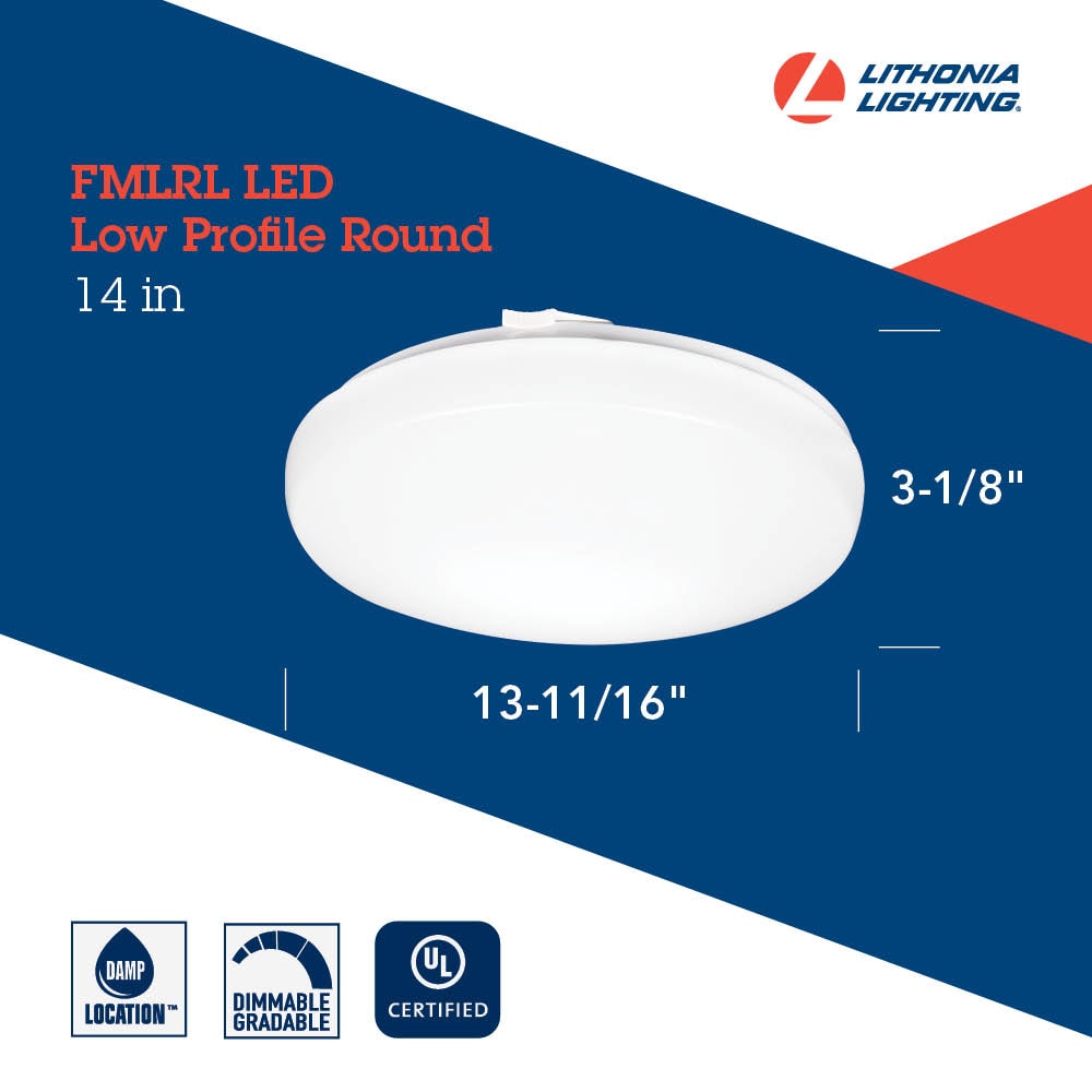 Lithonia Lighting 1-Light 13.68-in Matte White LED Flush Mount Light ...