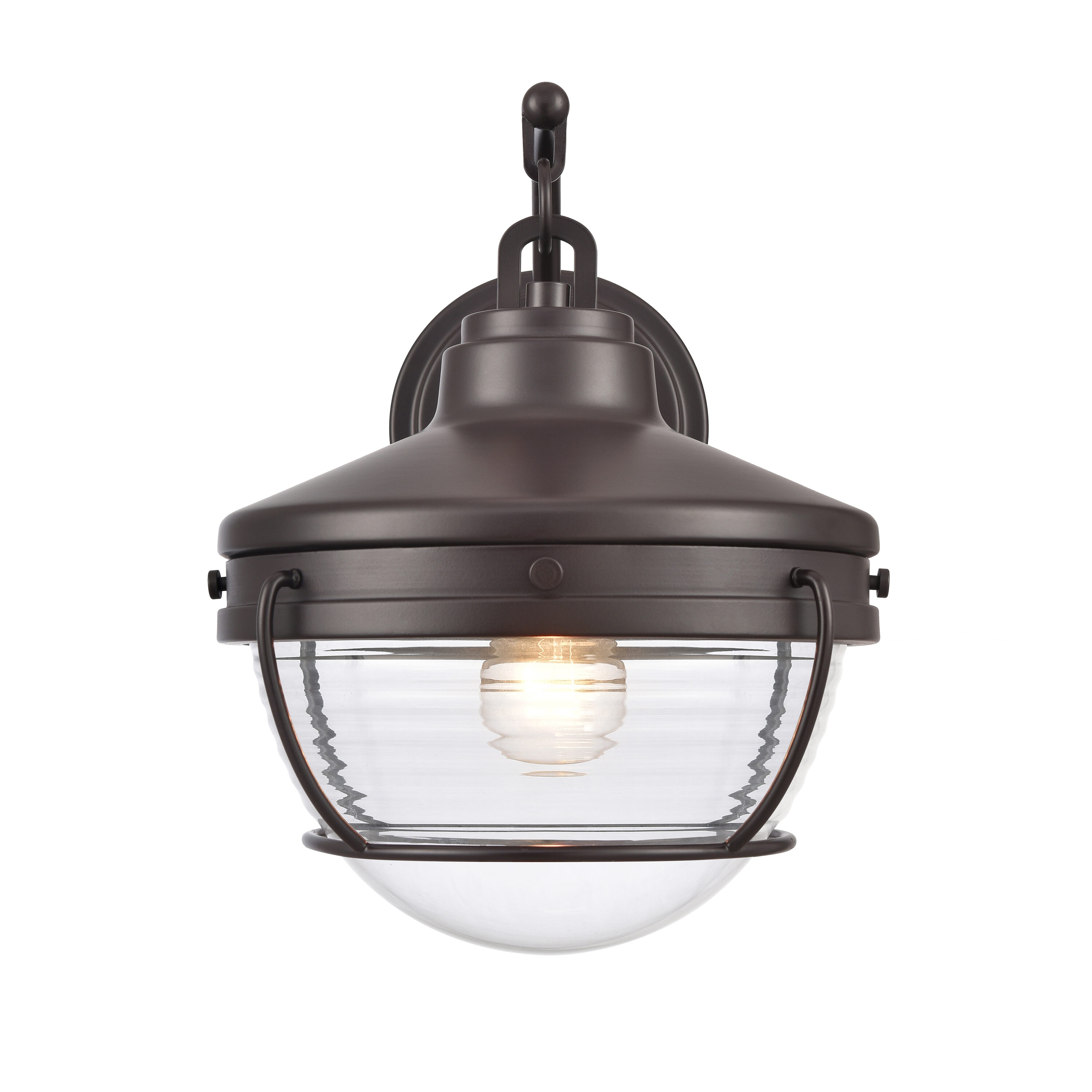 Eastport Aged Zinc Swing Arm Outdoor Wall Sconce with Ribbed Glass