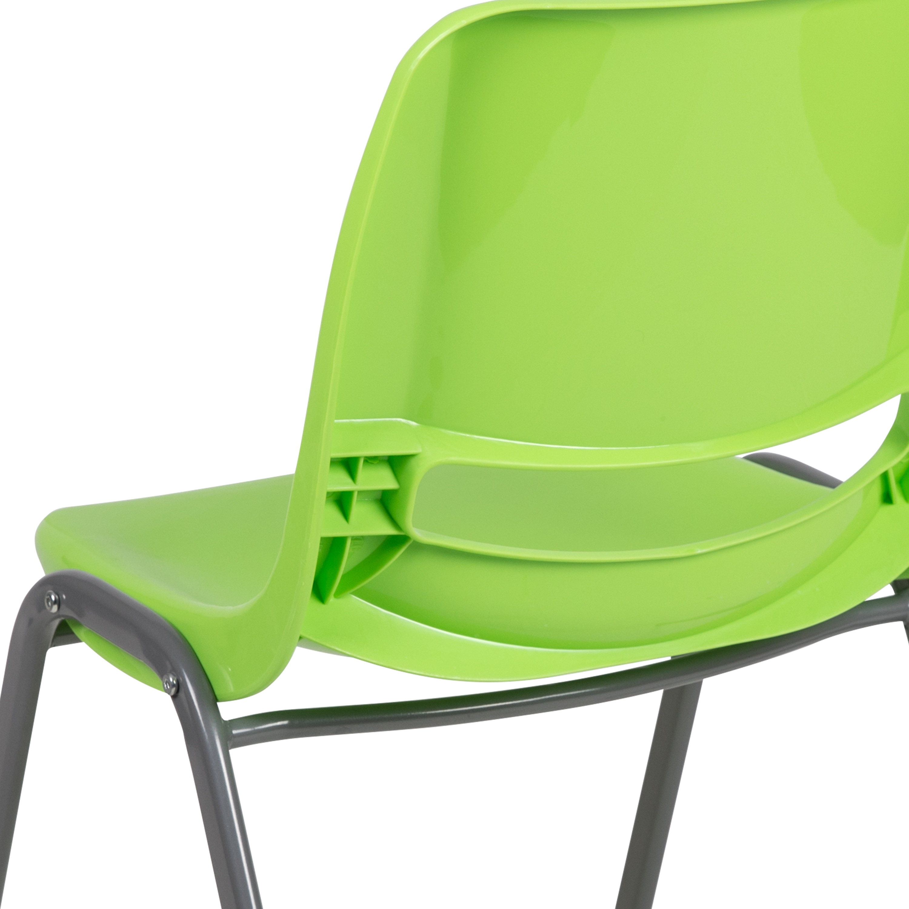 Green Ergonomic Metal Frame Stacking Chair