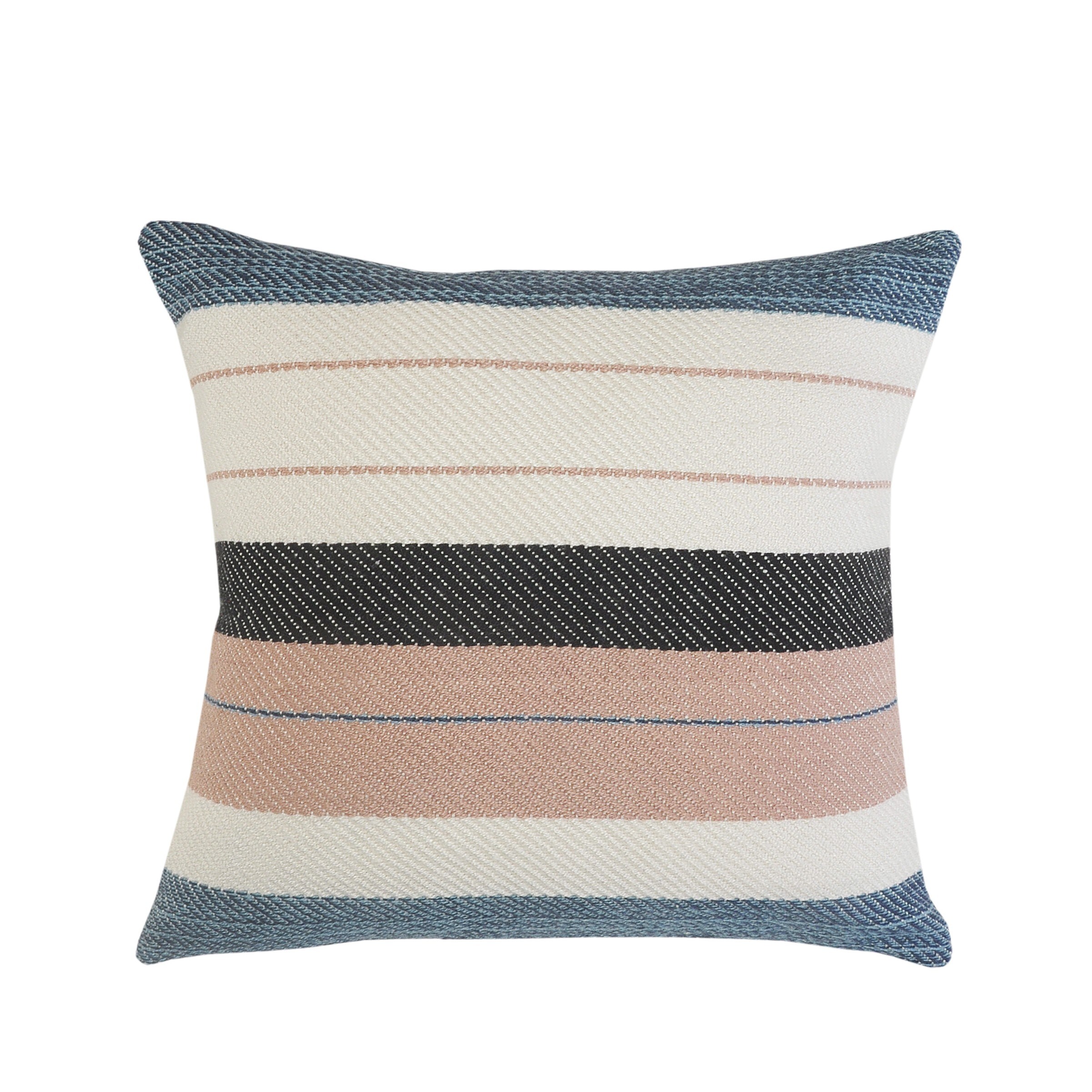 24" Blue and White Striped Square Throw Pillow
