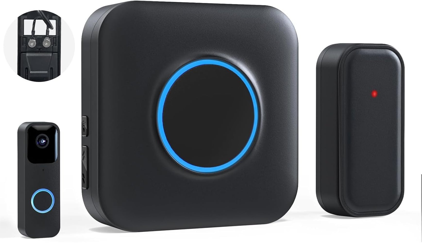 Justincity  Wireless Doorbell Chime Set Compatible with Video Doorbell First and Second Generation Includes Wired Transmitter Receiver Wide
