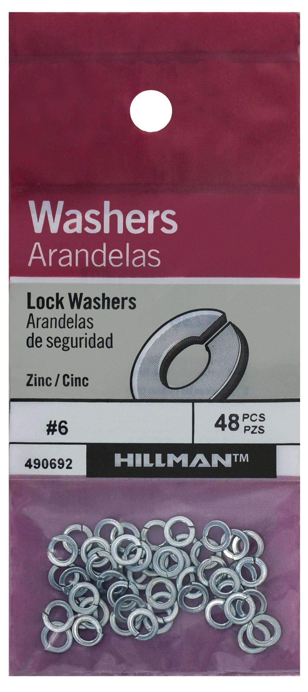 Hillman 490692 #6 1/4-in Zinc-plated Steel Split Lock Washer 48-Count