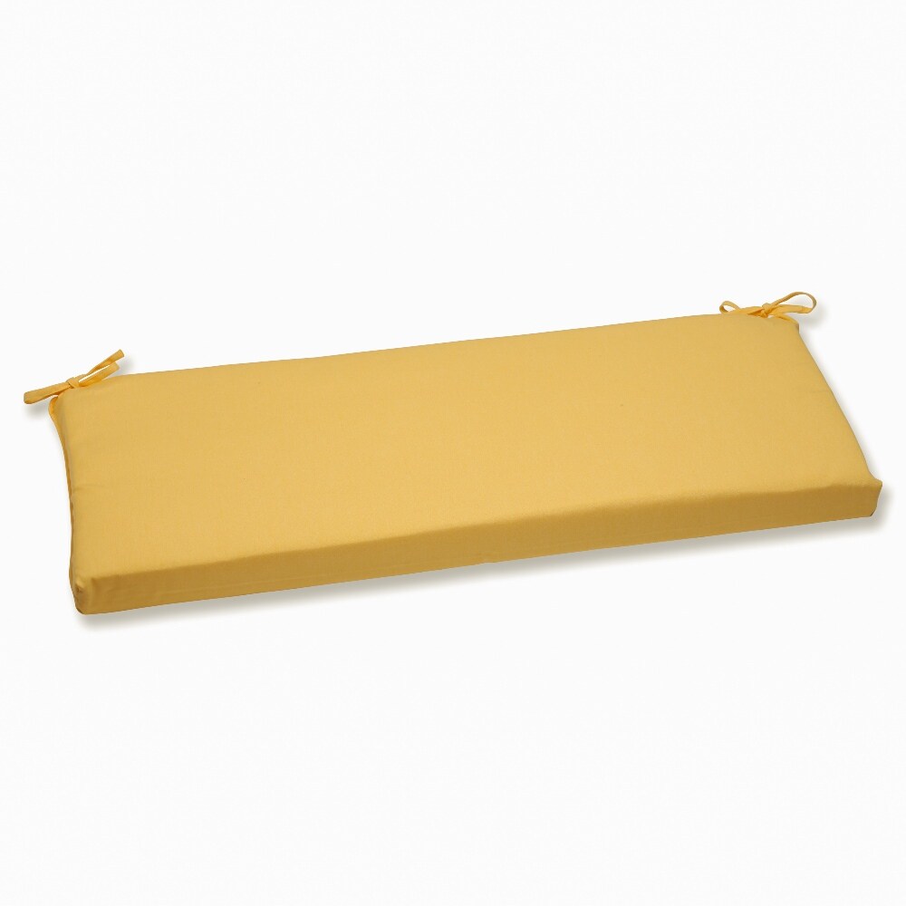 Pillow Perfect 546353 Fortress Canvas Buttercup 18-in x 45-in Yellow Patio bench cushion