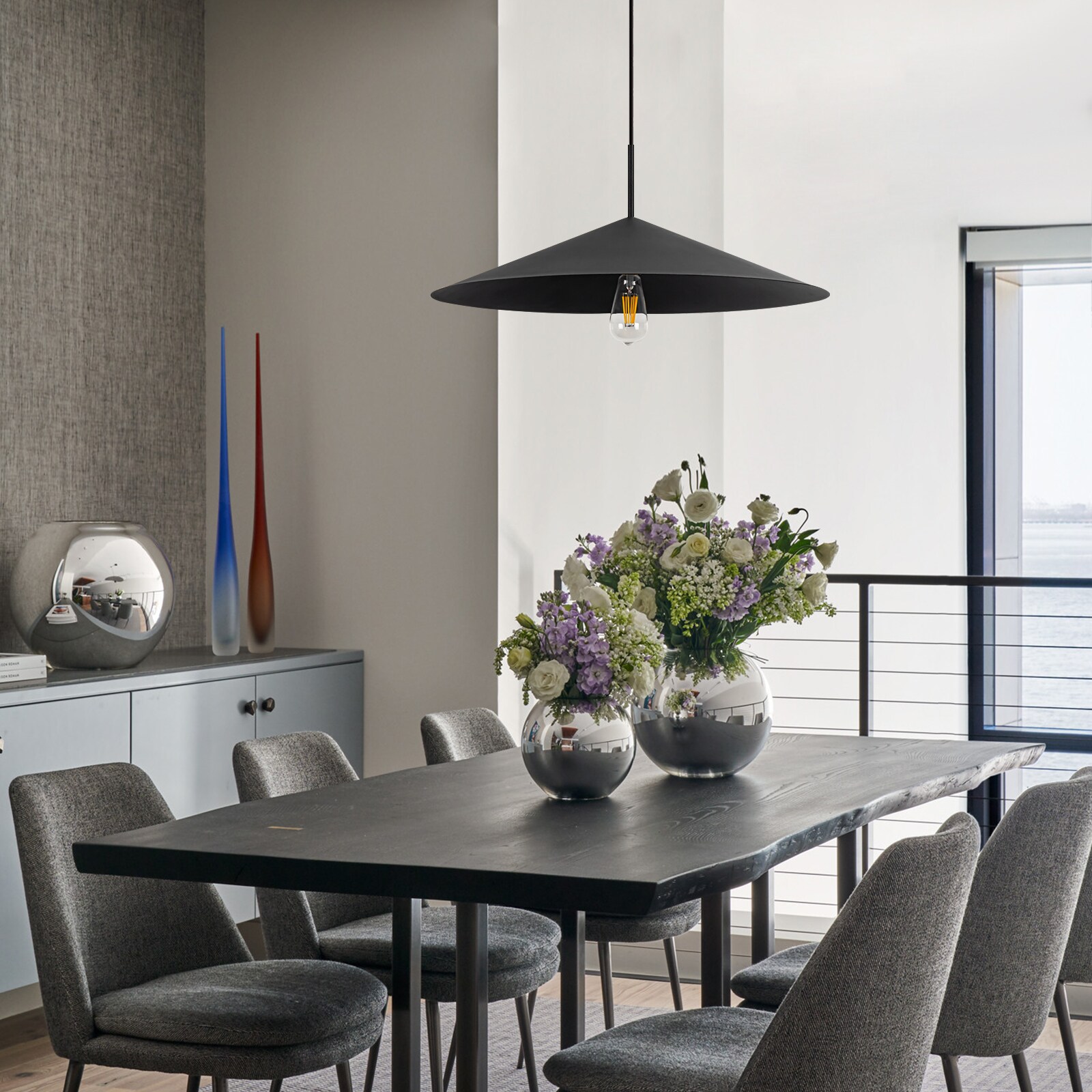 EDISLIVE Black Industrial Cone Led, Large Hanging Kitchen