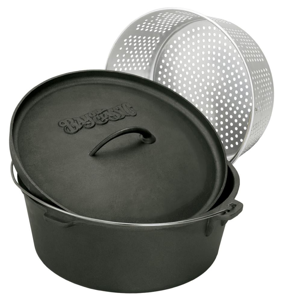 Bayou Classic 6-qt Cast Iron Covered Soup Pot with Lid - Black, Oven Safe,  Rounded Interior, Flat Bottom Exterior in the Cooking Pots department at