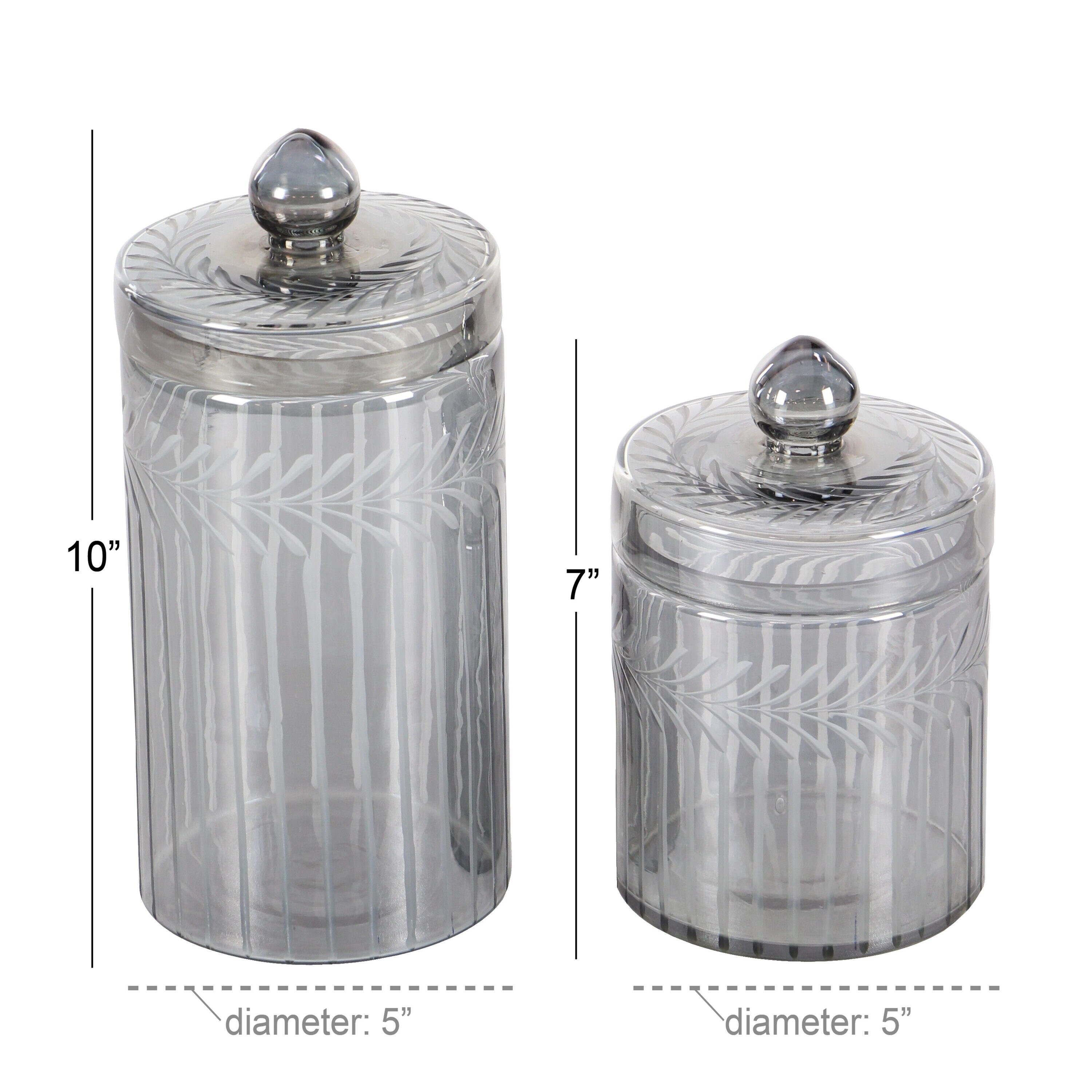 The Novogratz 3-Pack Gray Glass Farmhouse Decorative Jar in the