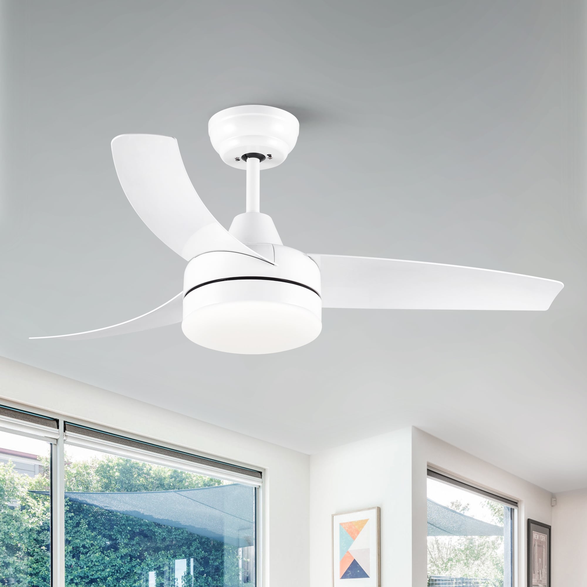 YUHAO LSDC1053WH42 Kaleido 42-in Color-Changing Integrated LED White with Matte Blades Ceiling Fan With Light - Remote Included ( 3 -Blade )