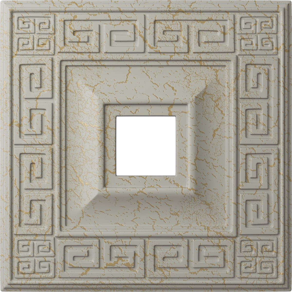 Ekena Millwork CM18ERPCC Eris 18-in W x 18-in L Painted Pot Of Cream Crackle Polyurethane Whole Ceiling Medallion