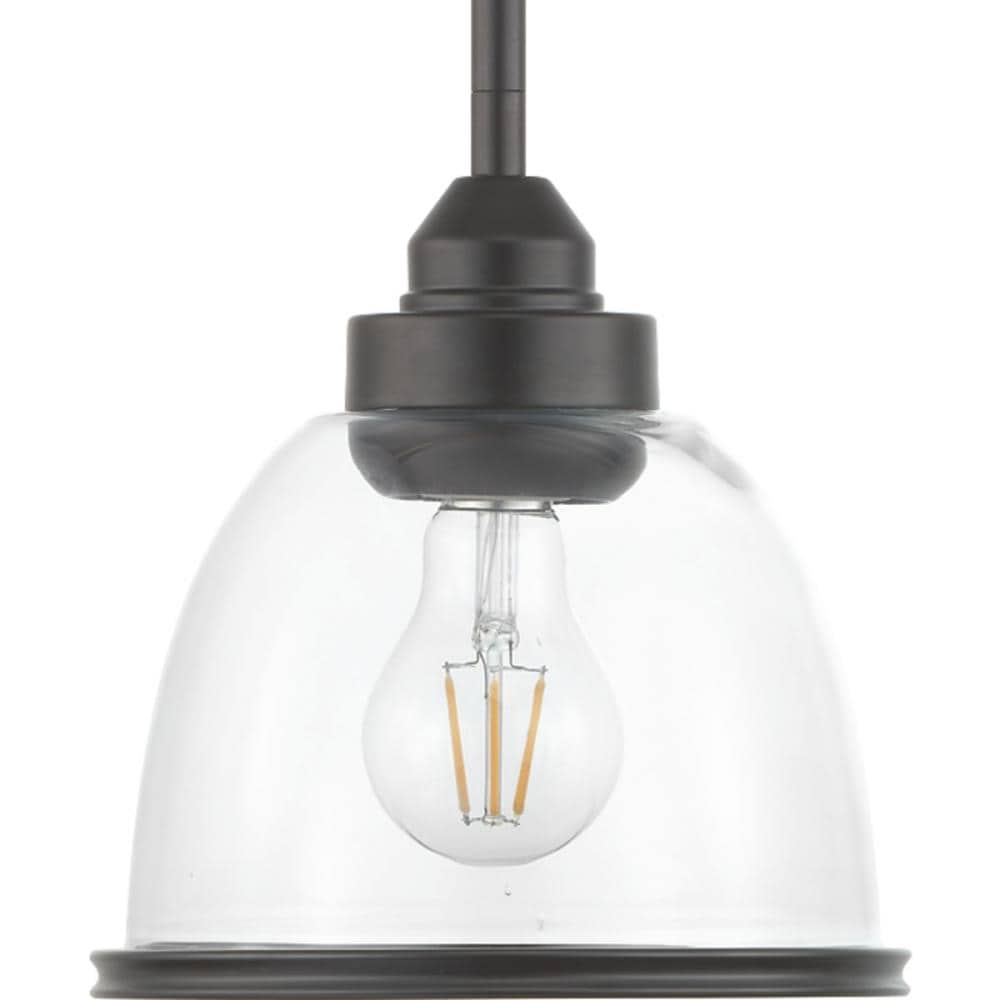 Progress Lighting P500137-020 Saluda Antique Bronze Transitional Clear Glass Dome Hanging Pendant Light