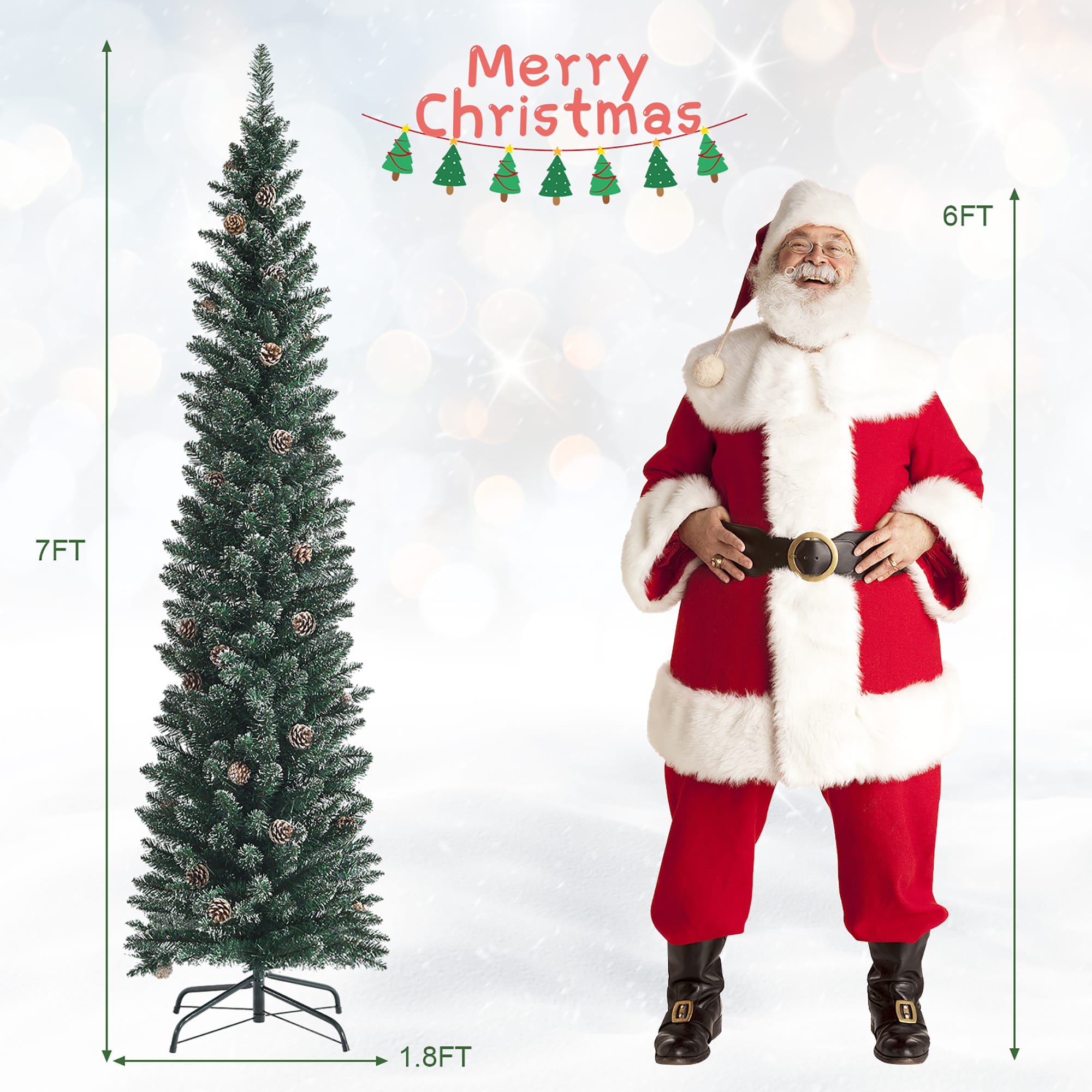 Goplus 7-ft Pencil Artificial Christmas Tree in the Artificial ...
