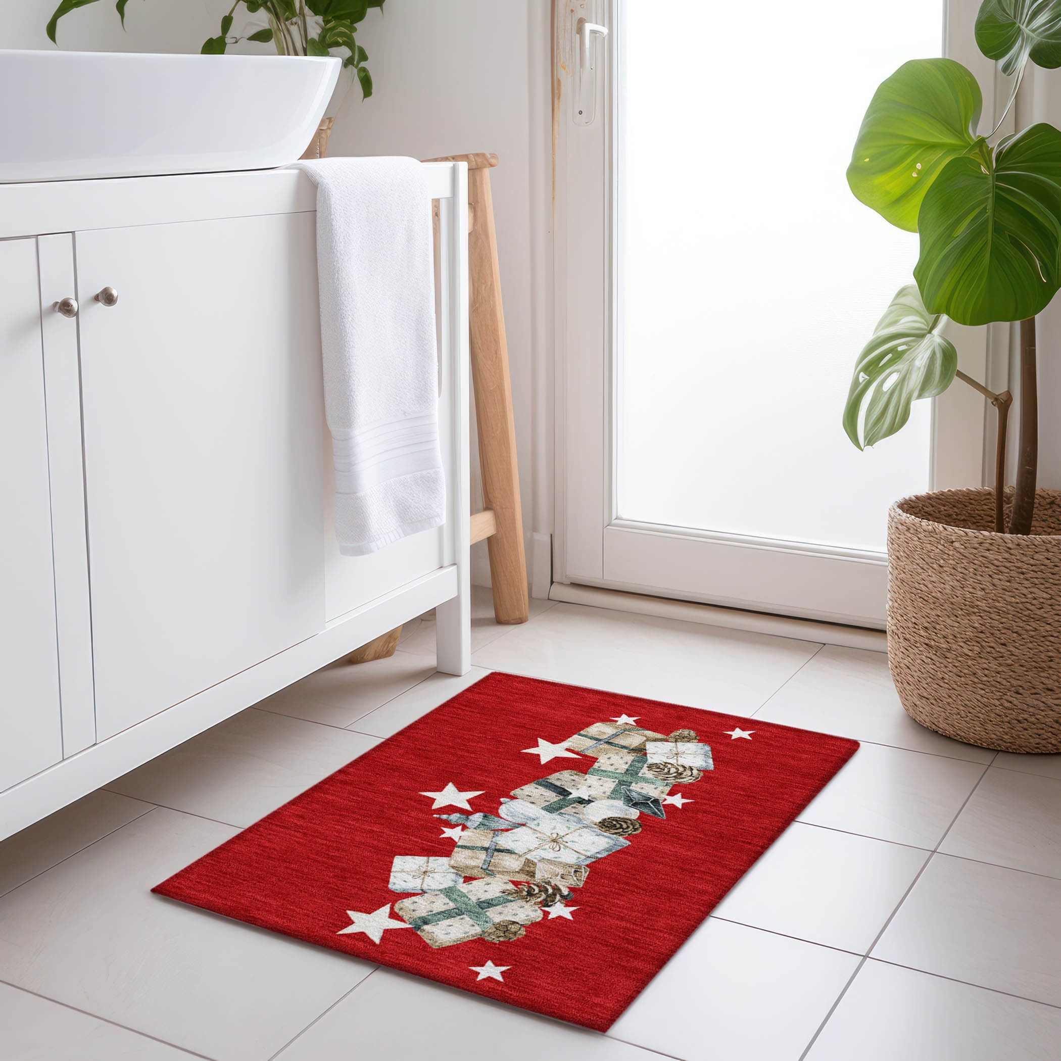 Addison Rugs ACN1825RD20X30 Chantille ACN1825RD 1 x 2 (ft) Loomed Polyester Red Rectangular Indoor/Outdoor Machine washable Area rug