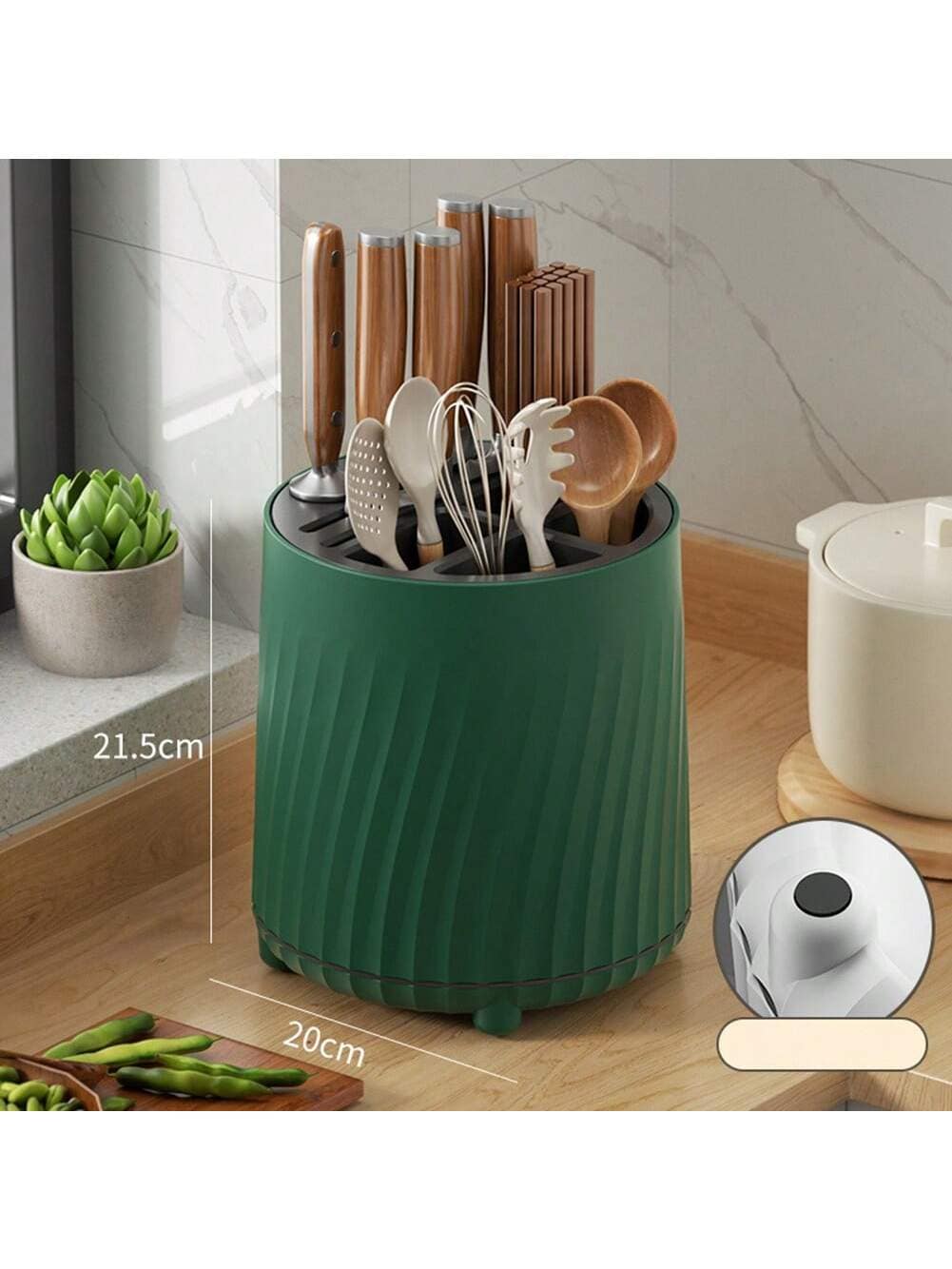 WhizMax 1GGL-FQZDN-RKP22QTI Chopstick Holder Rotary Knife Rack Multi-Functional 360-Degree Rotating Kitchen Knife Fork Rack Storage Box