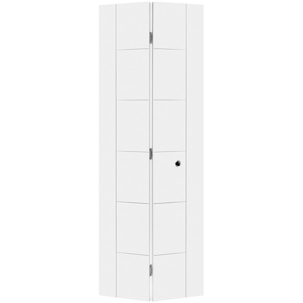 Masonite 1446683 Berkley 30-in x 80-in Primed Flush Smooth Hollow core Primed Molded composite Closet Bifold Door ( Hardware Included )