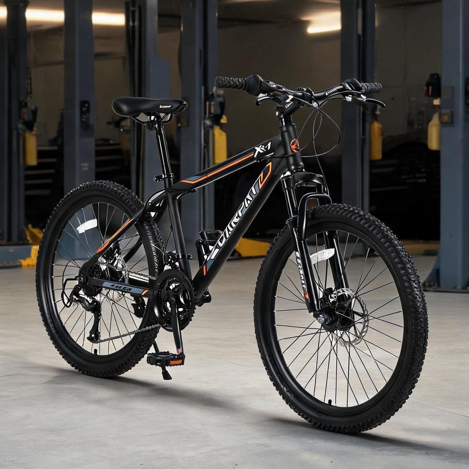Watnature Steel Frame 24 Inch Mountain Bike with 21 Speeds and Dual Disc Brakes for Teen Trail Riding