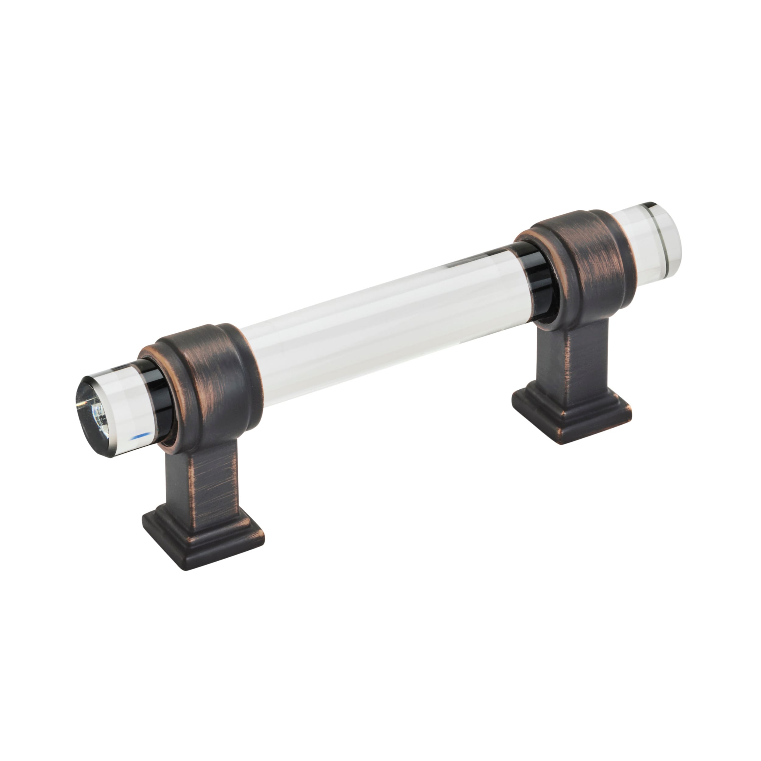 Amerock BP36659CORB Glacio 3-in , 76mm Center to Center Clear/Oil-Rubbed Bronze Rectangular Bar