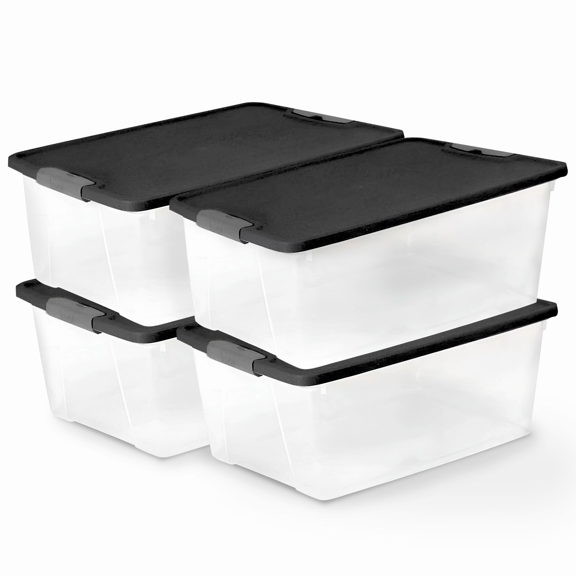 Homz Products 323703 4 -Pack ( 11.01 W x 6.84 H x 16.25 D ) Gray Lid (15 QT) Plastic Stackable Bin