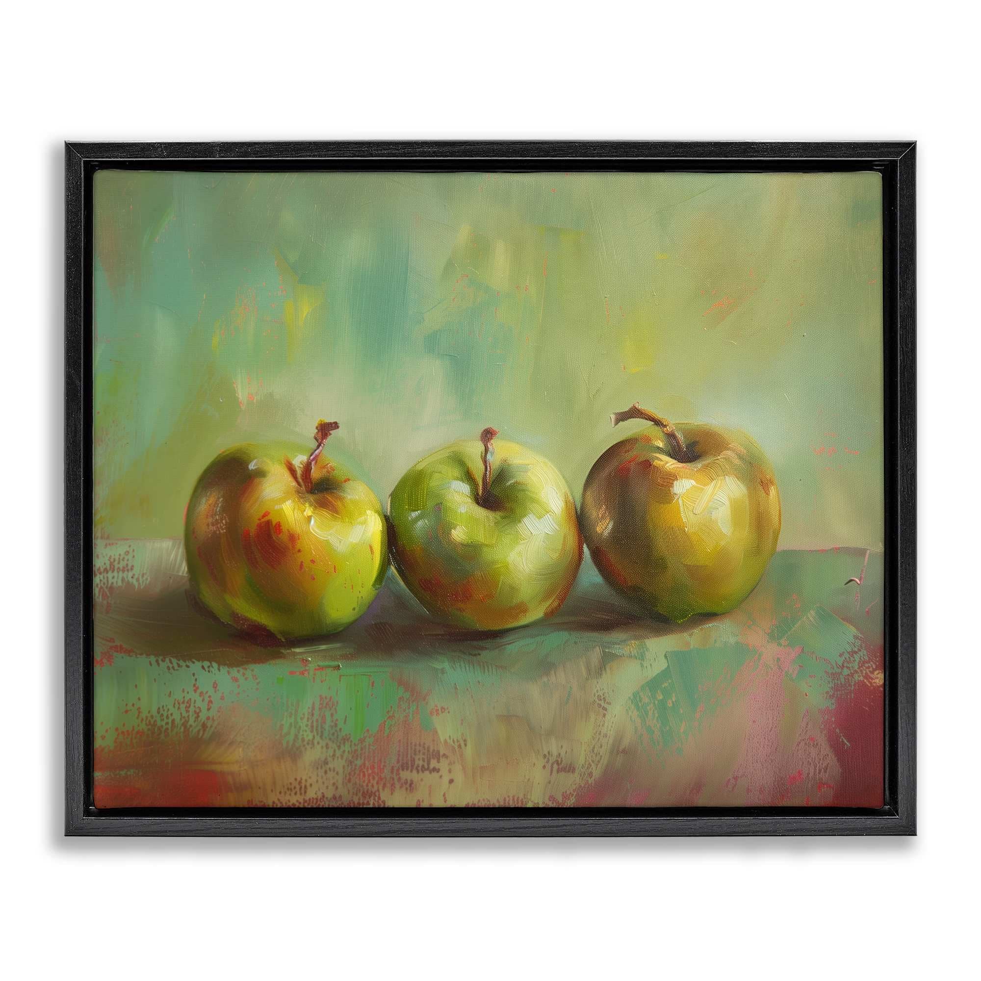 Stupell Industries BT-918-FFB-16X20 Traditional Apple Trio Still Life Black Framed Floater Canvas Wall Art By Arlington Prints 21 x 17