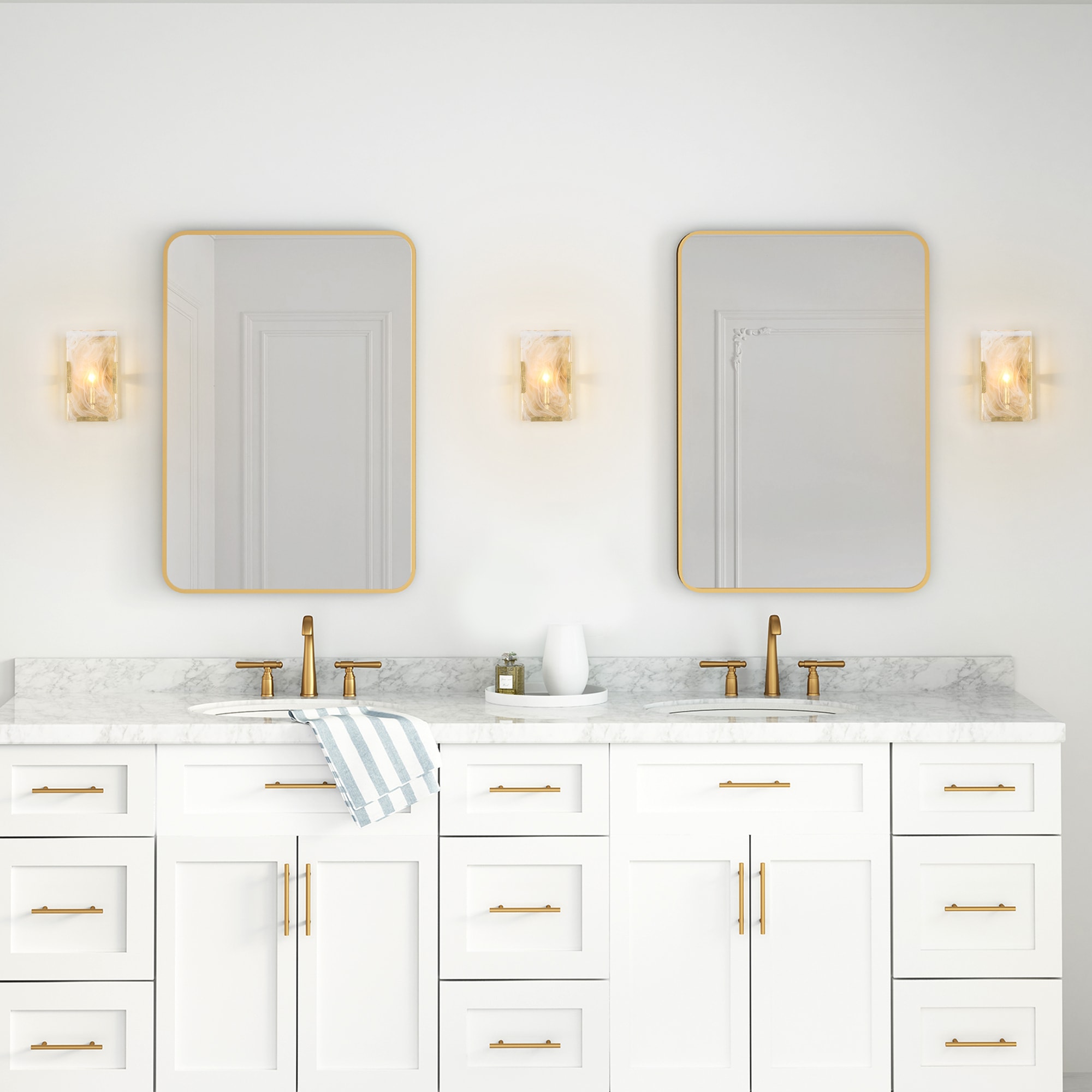 ZEVNI Fahd 6-in 1-Light Antique Gold LED Modern/Contemporary Vanity ...