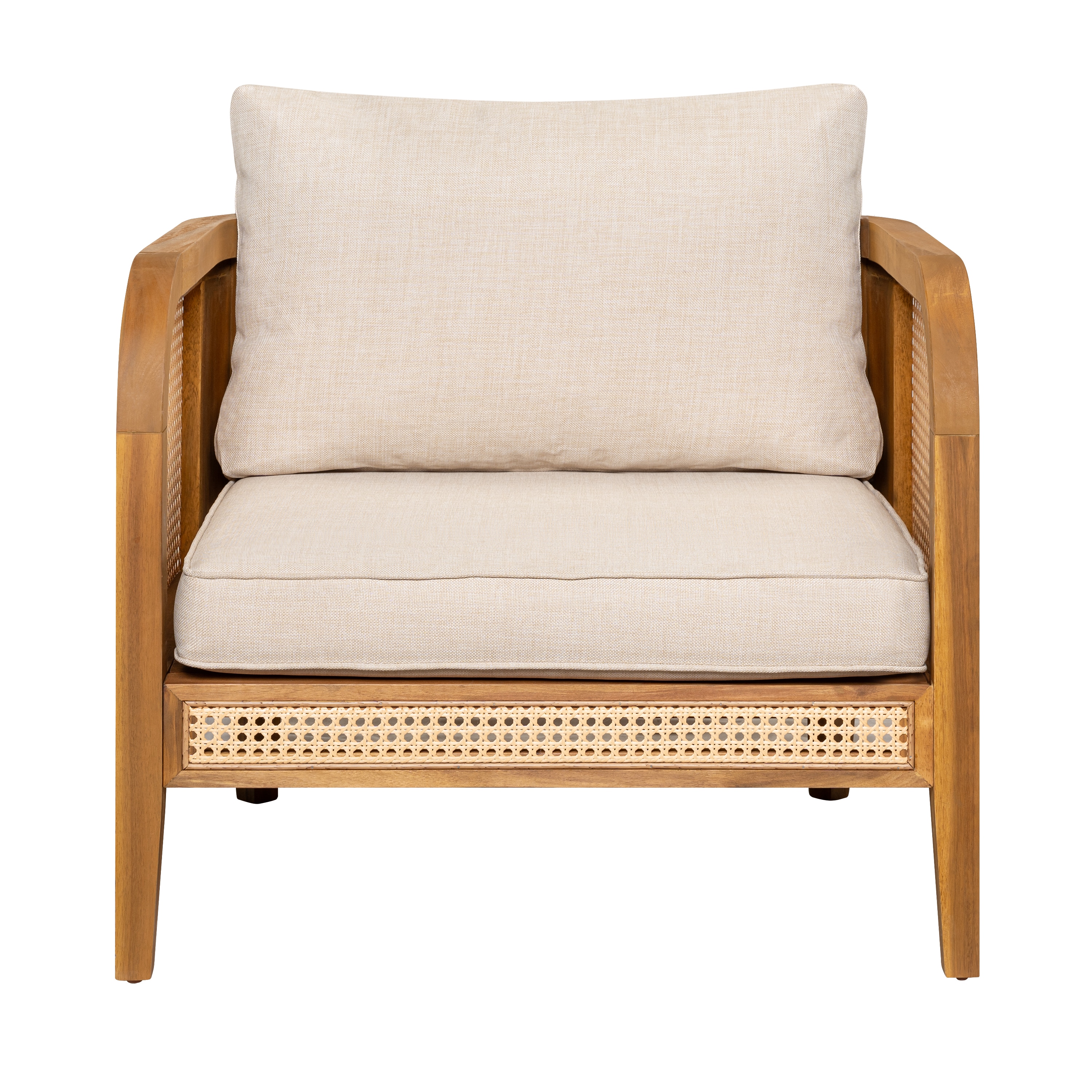 Christopher Knight Home Outdoor Patio Armchair with Cushions Acacia Wood Frame and Wicker Accents #330510