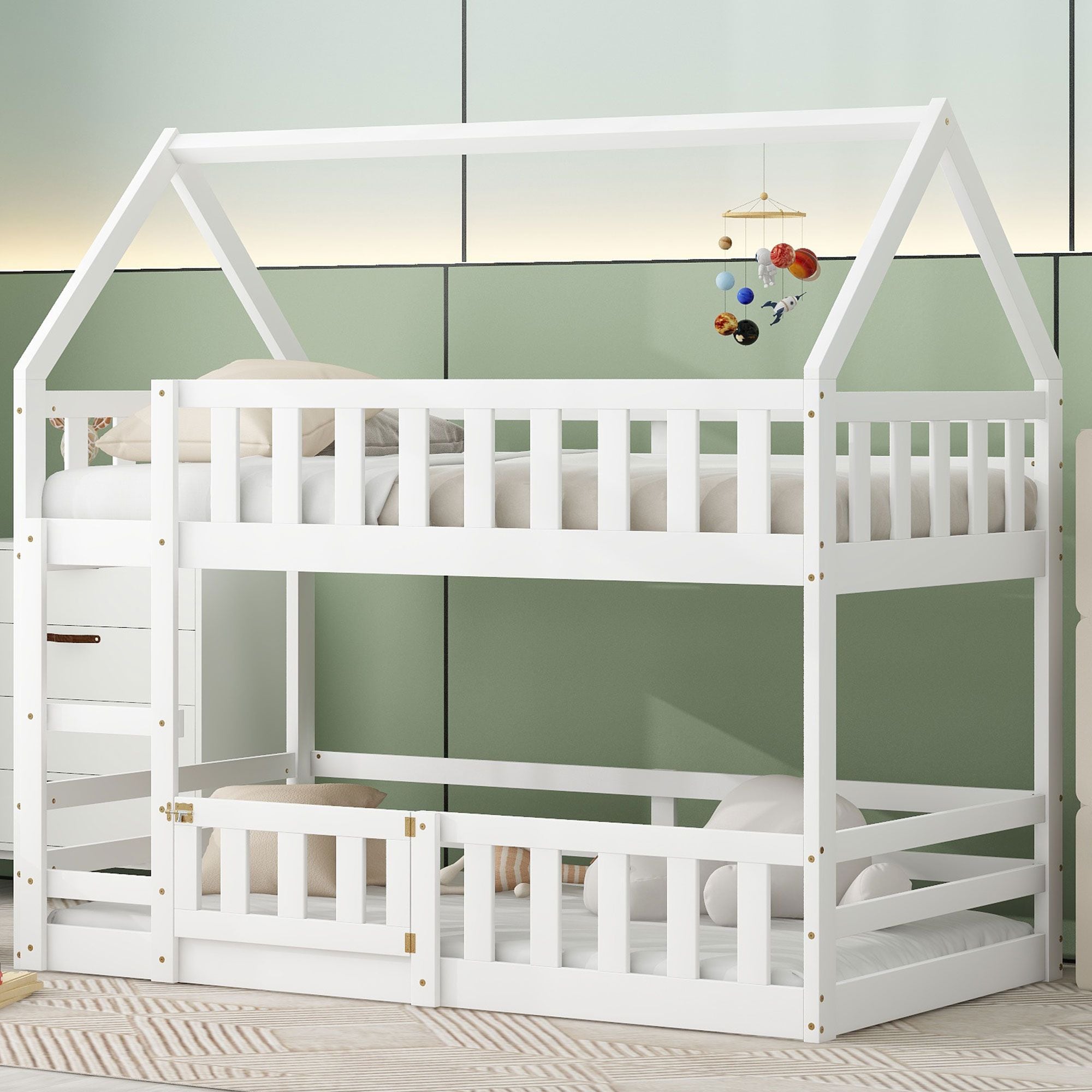 Yiekholo LL-1949AAK Gray Twin over twin Bunk Bed