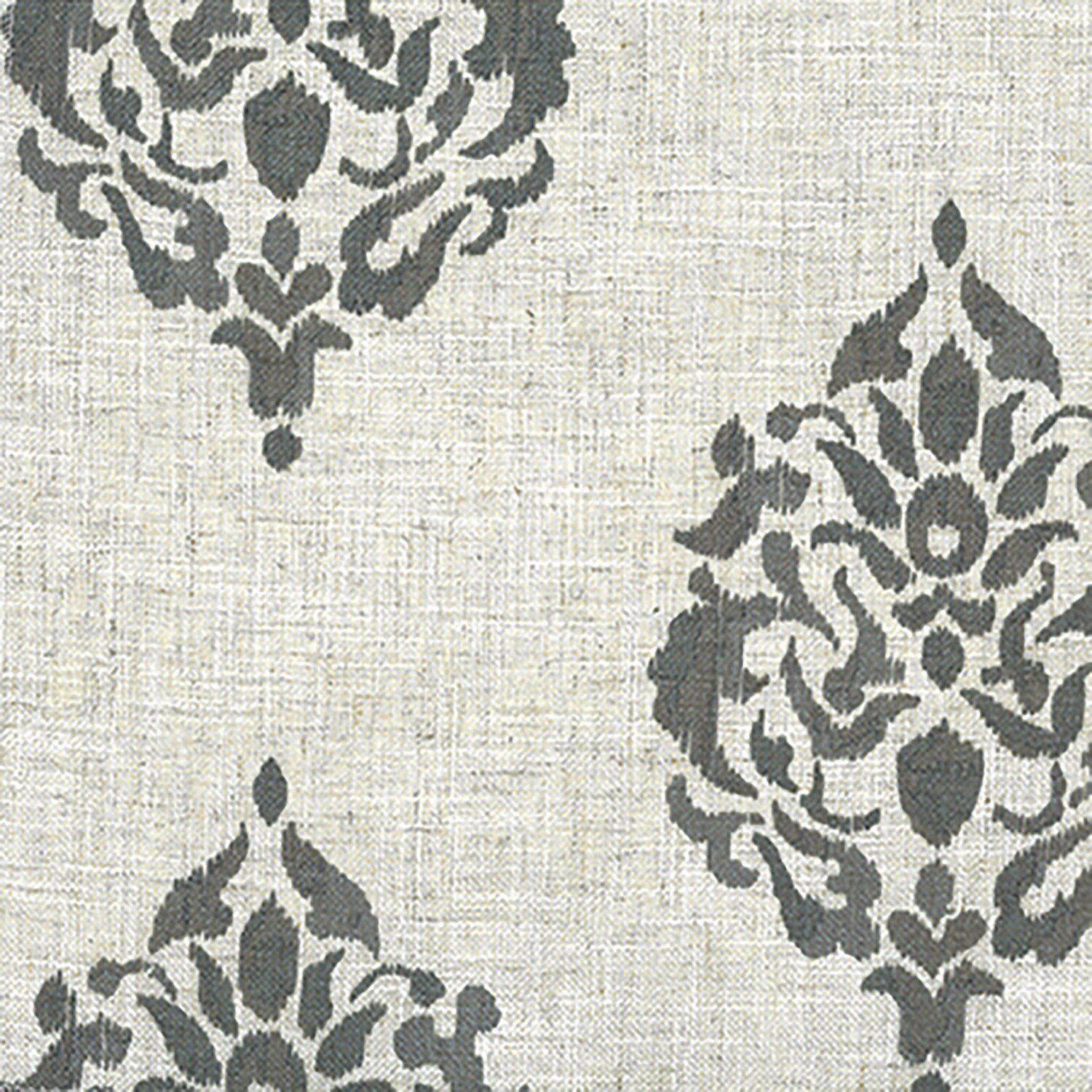 Gray and White Medallion Room Darkening Grommet Drapes