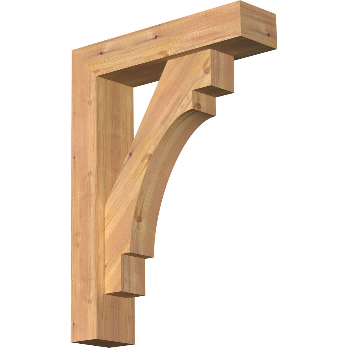 Ekena Millwork 1463143 Merced Block Smooth Bracket with Offset Brace 5-1/2-in x 22-in x 30-in Western red cedar Brown Wood Standard bracket