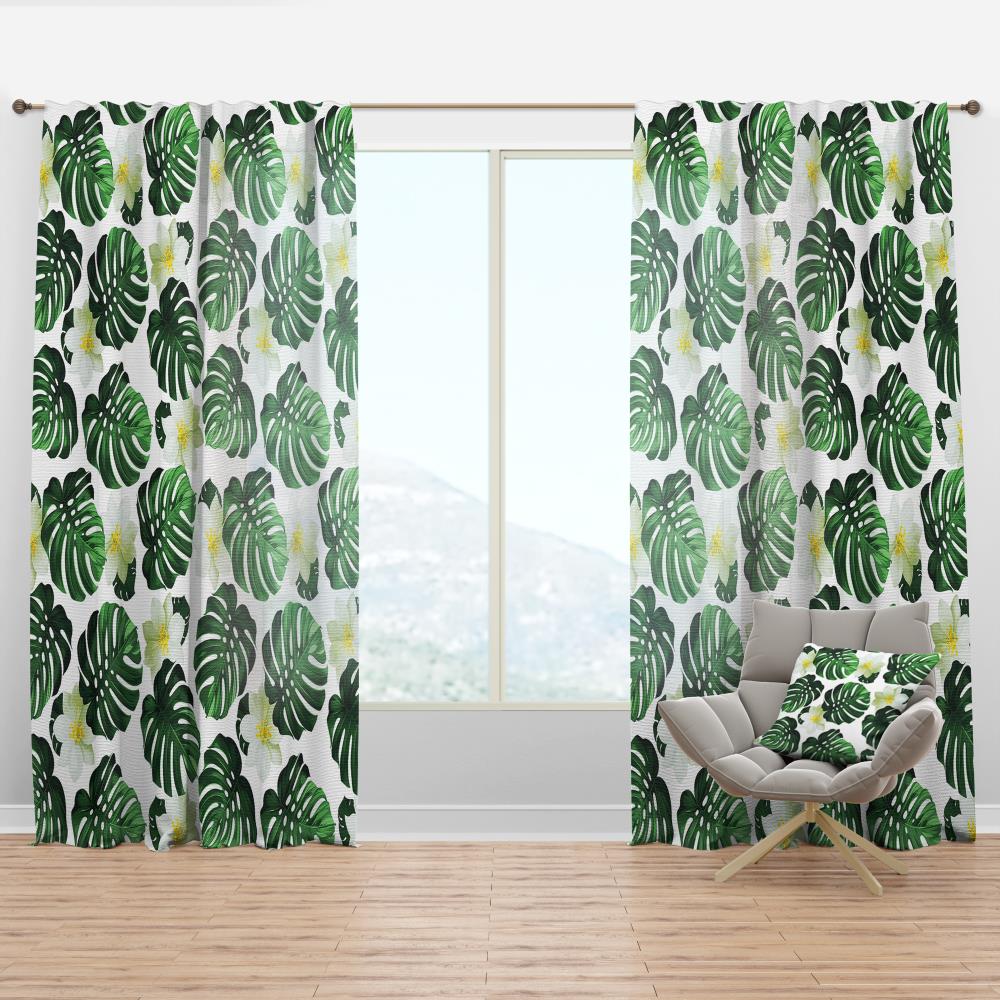 Designart CTN19329-52-95 95-Inches Green Floral Room darkening Thermal lined Rod pocket Single curtain panel