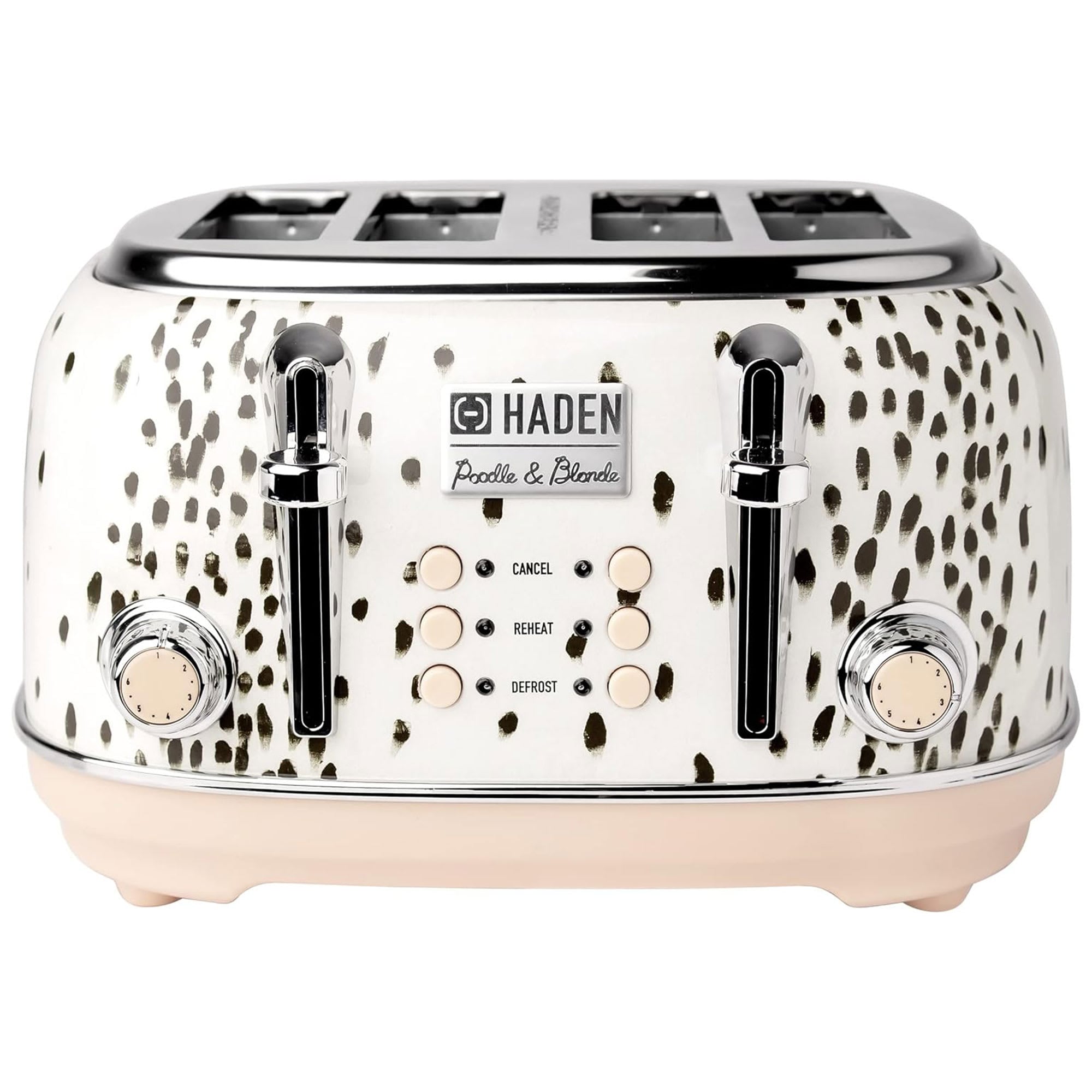 Haden - Margate Poodle & Blonde Stainless Steel 4 Slice Toaster with Wide Slots