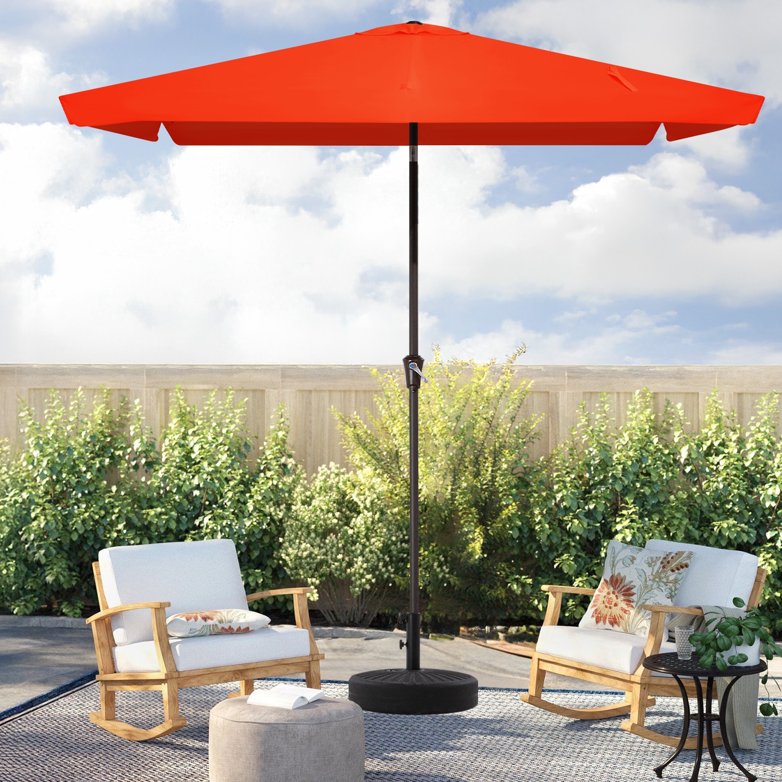 VOUA 6.5ZZS-OR 6.5-ft Iron Orange Push-button Tilt Market Patio Umbrella