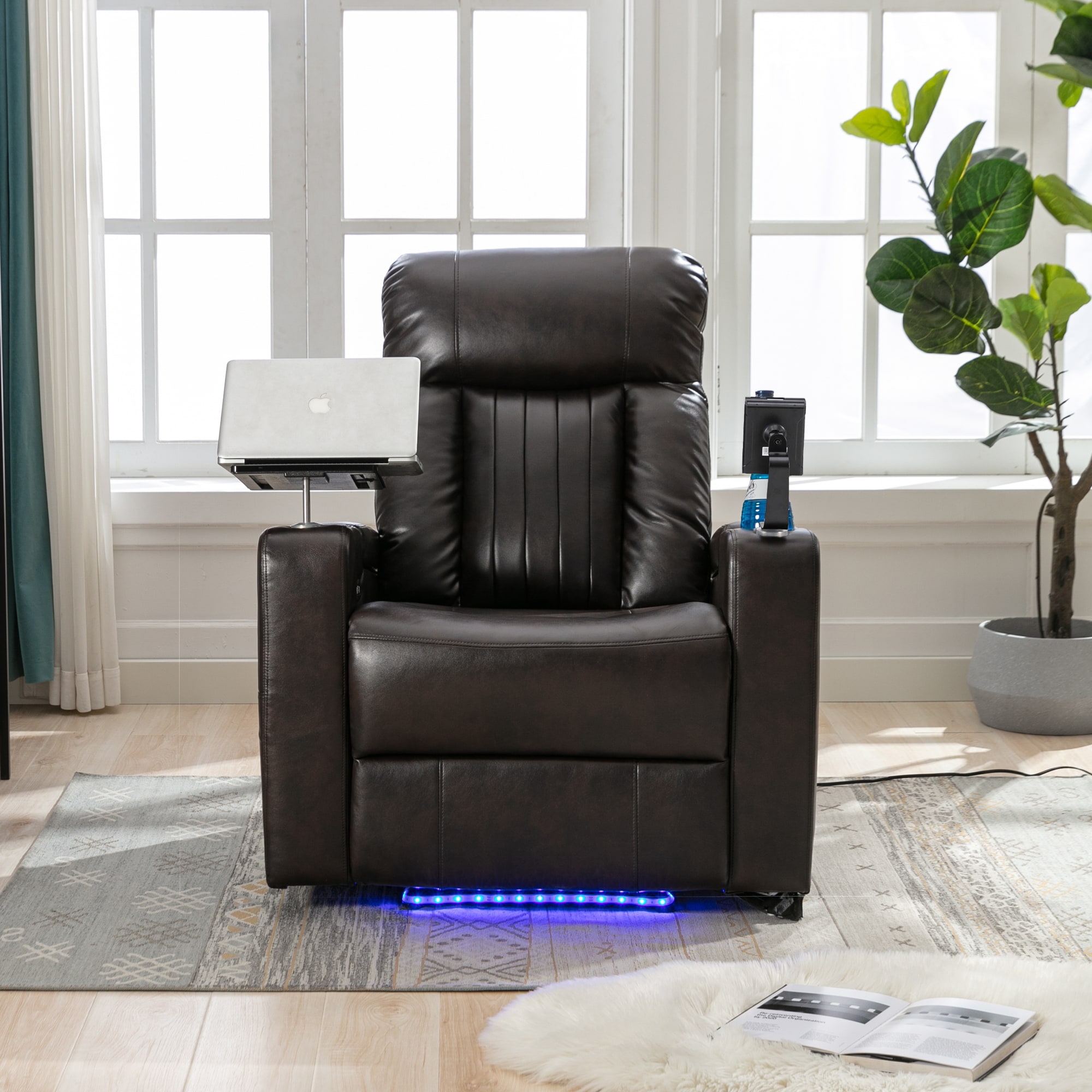 LOVMOR SF-L-N719S000710D Premium Power Recliner with Storage Arms Cupholders Swivel Tray Table and Cell Phone Stand