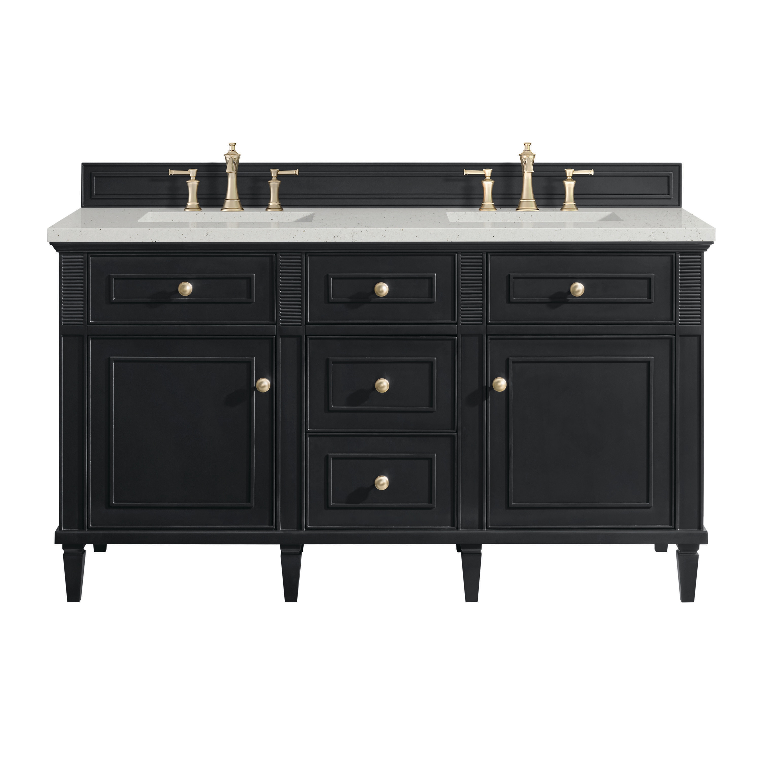 James Martin Vanities 424-V60D-BKO-3LDL Lorelai 60-in Black Onyx Undermount Double Sink Bathroom Vanity with Lime Delight Quartz Top