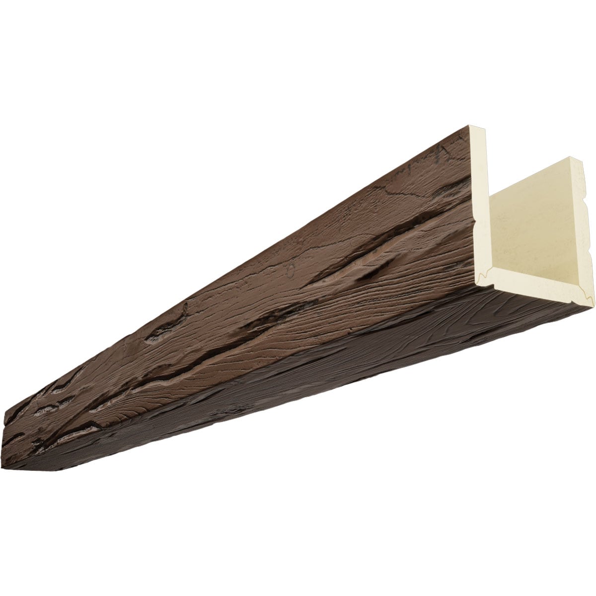 Ekena Millwork BMRW3C0100X040X192ZD Riverwood 1-in x 10-in x 192-in Aged Finished Polyurethane U-Shaped Decorative Beam