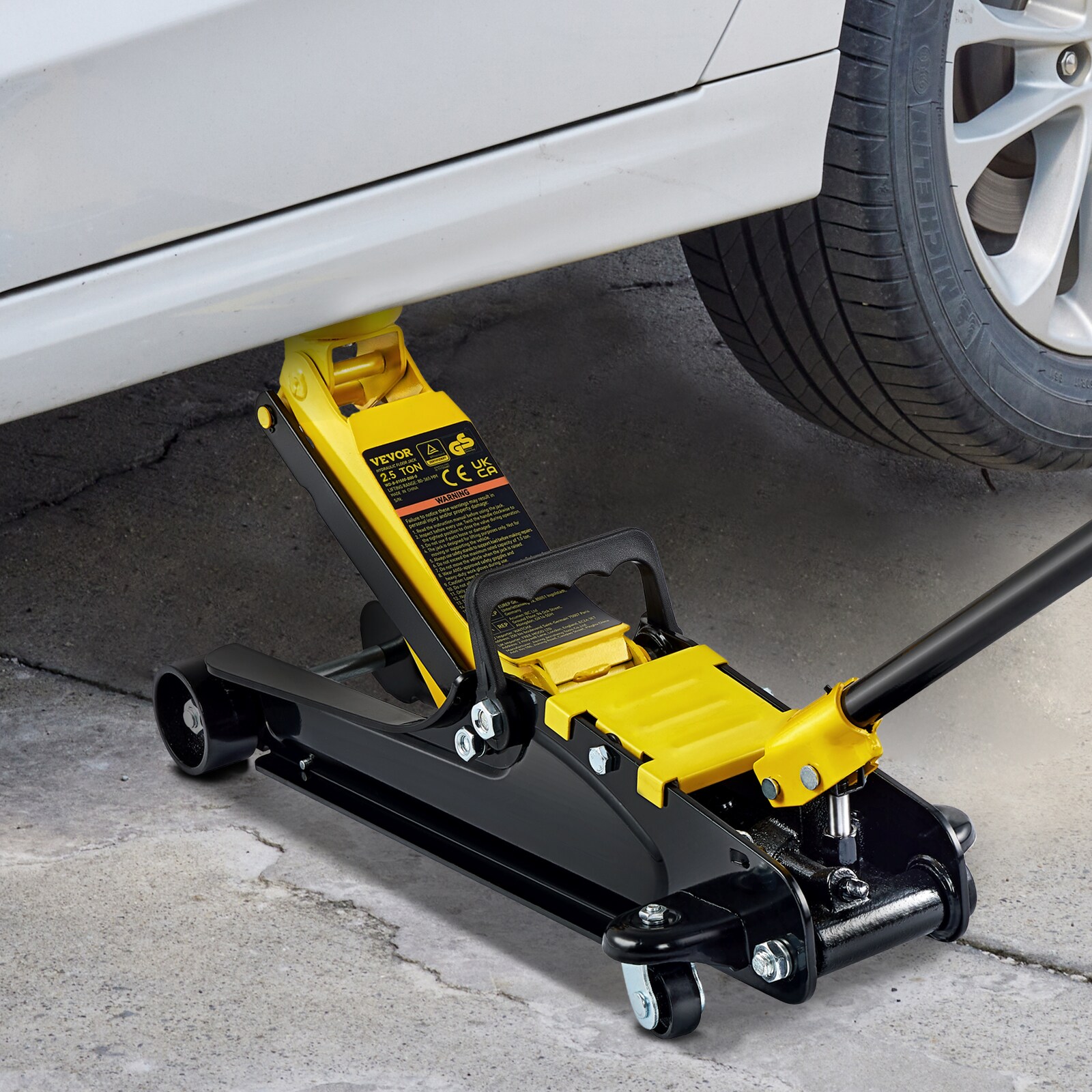 VEVOR Yellow 2.5-Ton Steel Hydraulic Floor Jack
