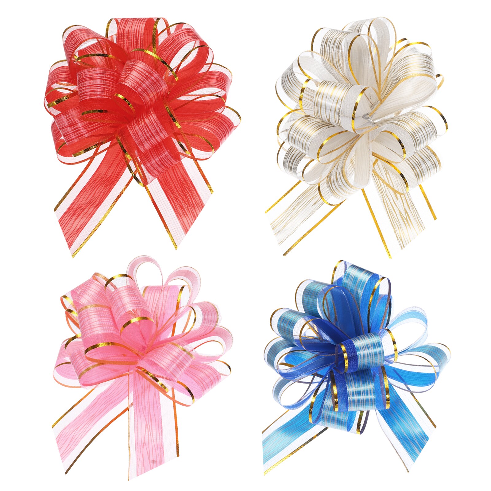 Unique Bargains 20pcs 9 Inch Extra Large Pull Bow Gift Wrapping Bows Ribbon Organza for Wedding Baskets Presents Christmas Party Blue/Pink/Burgundy Red/White